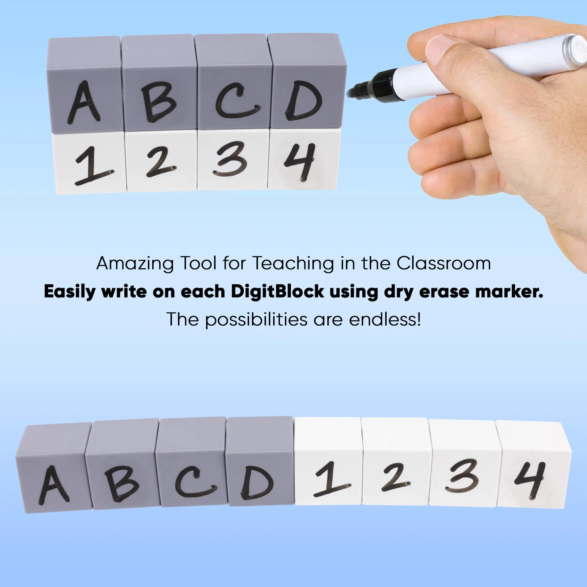 DigitBlocks White Grey Black Edition 48 Pcs Building Blocks 8 Colors Sensory Toys for Kids STEM Educational Sets Learning & Development Toys Cubes