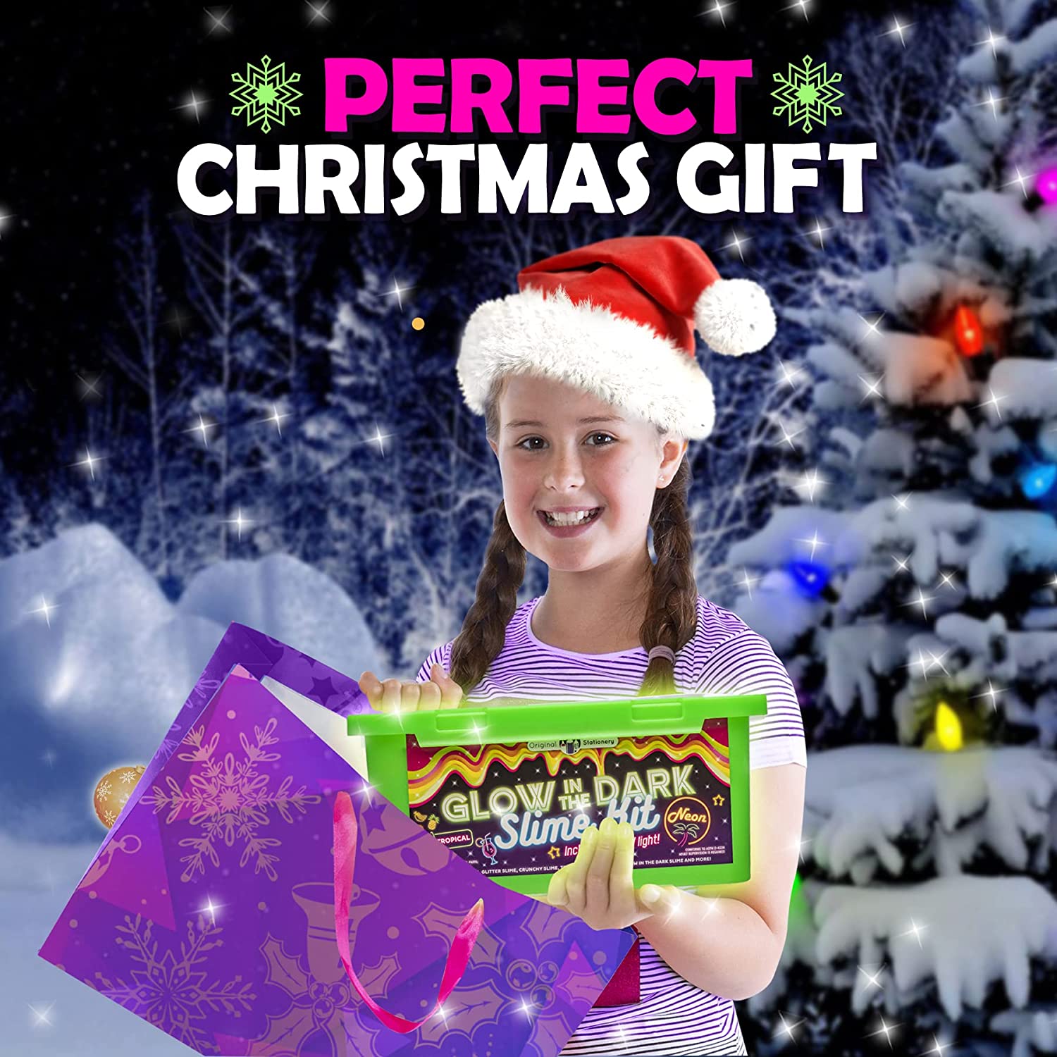 Original Stationery Tropical Glow in The Dark Slime Kit, 39 Piece Kit with Lots of Glitter Add in’s, Great Slime Kit for Girls 10-12