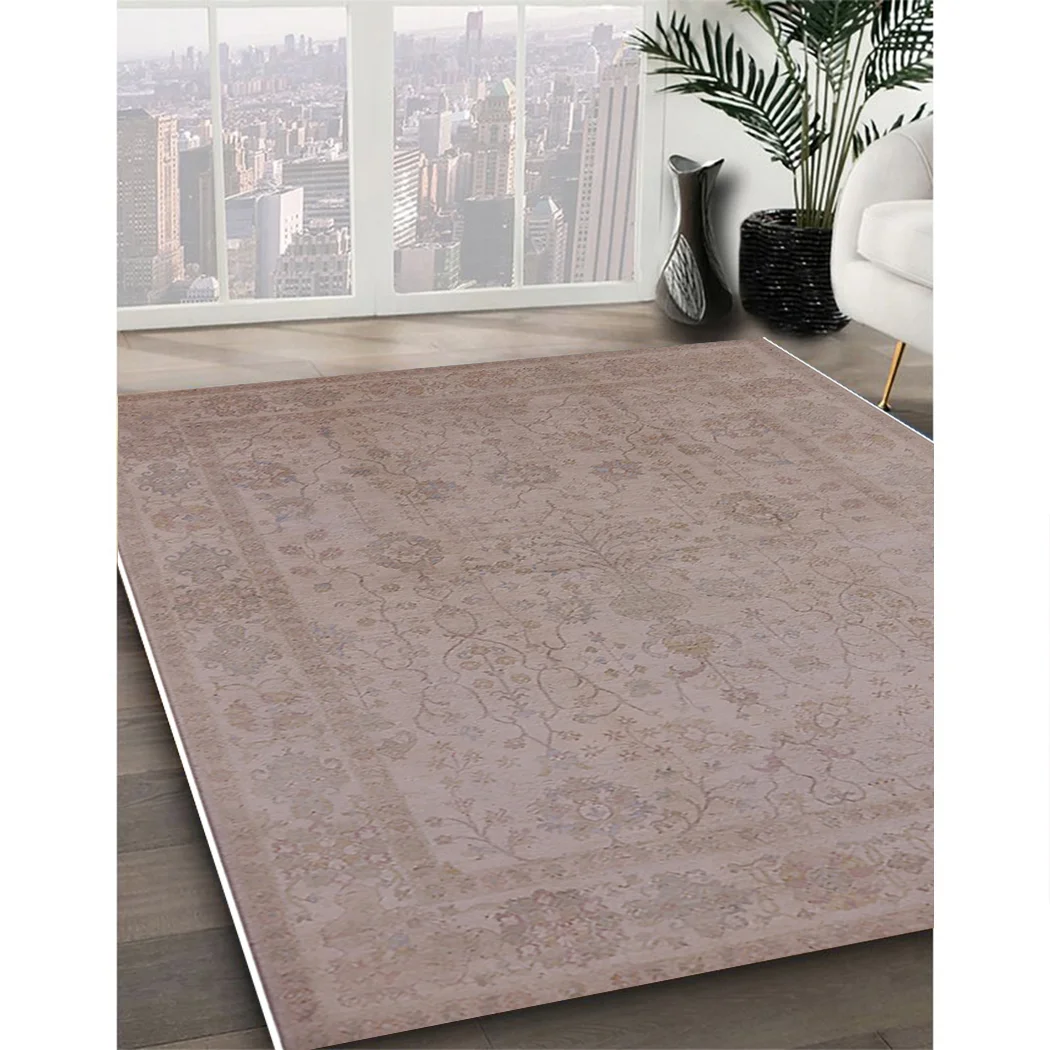 Ahgly Company Indoor Rectangle Mid-Century Modern Rose Purple Oriental Area Rugs, 2' x 5'