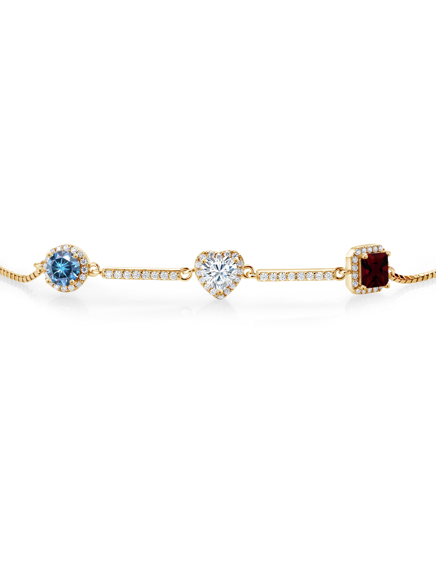Gem Stone King 18K Yellow Gold Plated Silver Bracelet Persian Blue and White Moissanite (1.84 Cttw)