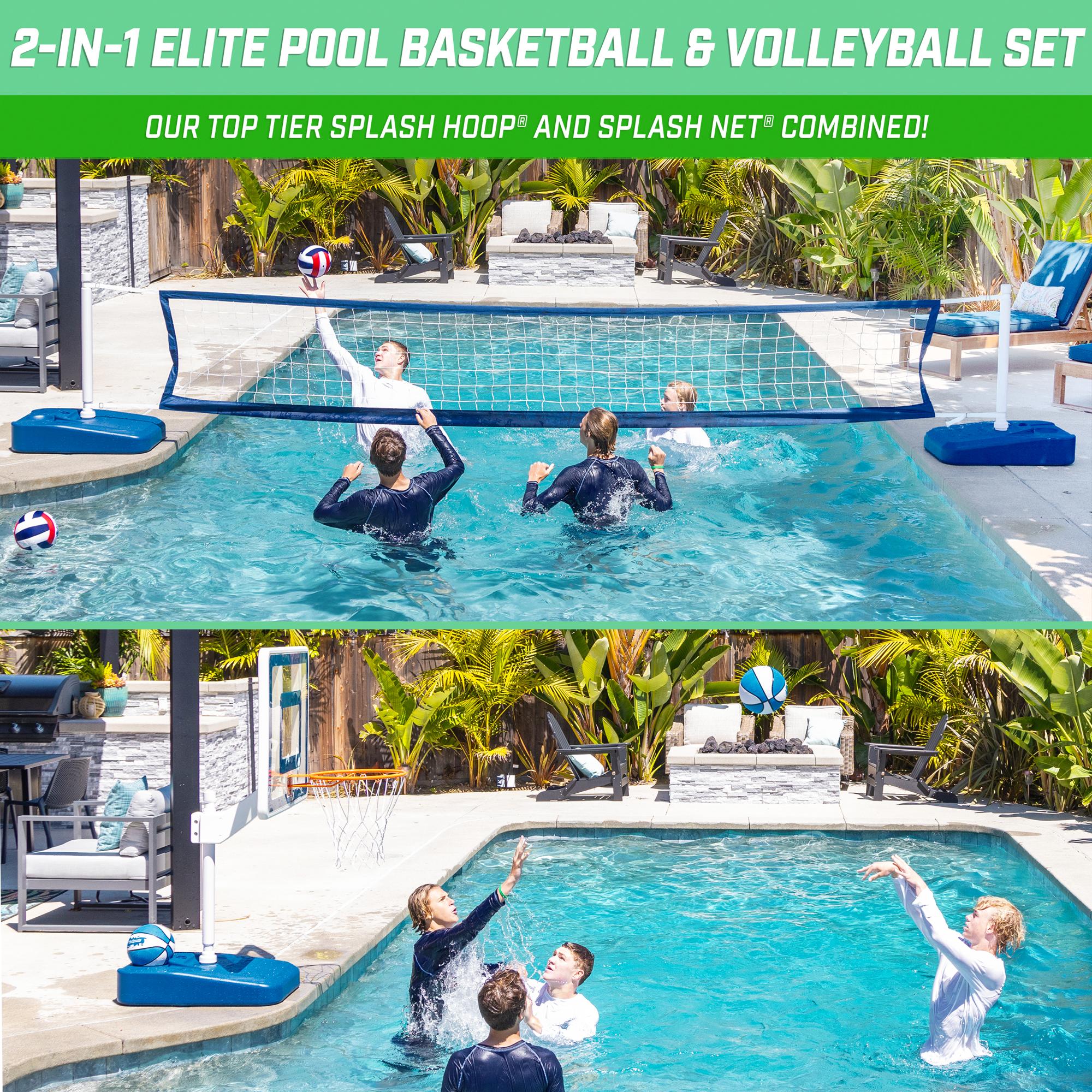 GoSports Splash Hoop ELITE 2-in-1 Pool Basketball & Volleyball Game Set