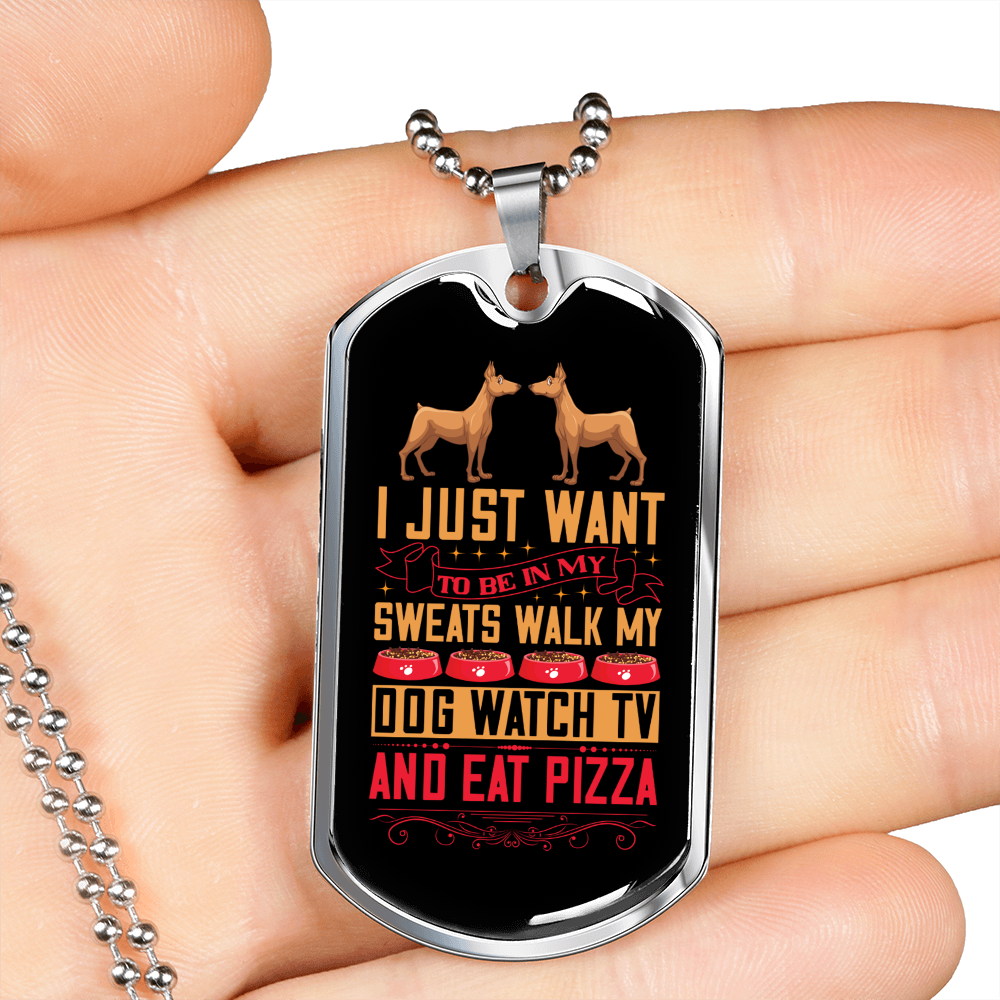 Walk My Dog Necklace Stainless Steel or 18k Gold Dog Tag 24