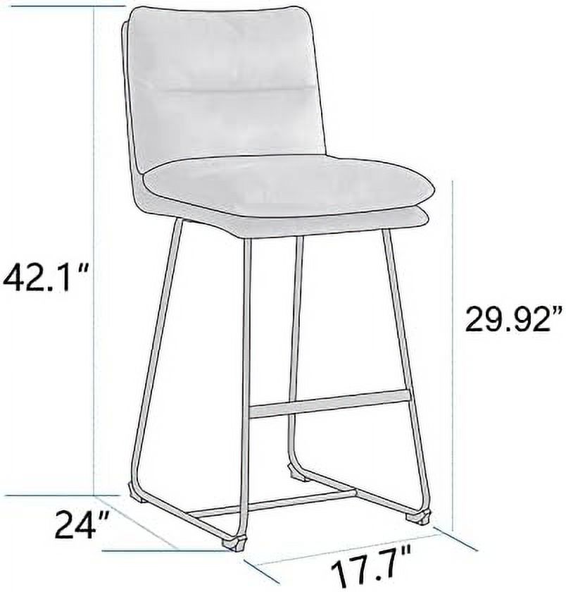 xrboomlife Mid-Century Modern 30"  Height Stool Set of 2  Upholstered Velvet Barstools with Mid-Backrest & Footrest  Retro Armless  Chair for Kitchen  Dining Room  Pub   Counter