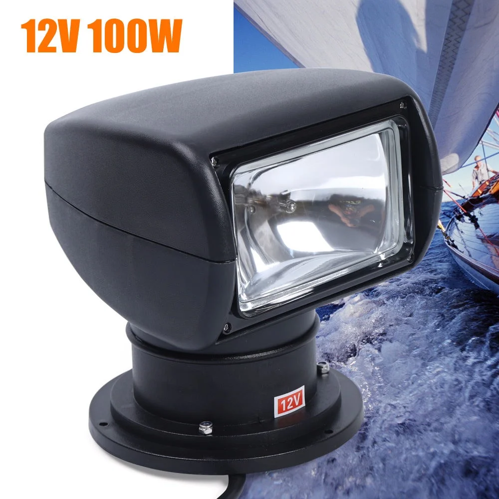 Wuzstar Boat Remote Spotlight,Boat Search Light 360° Rotate Remote Control Spot Light 100W Black