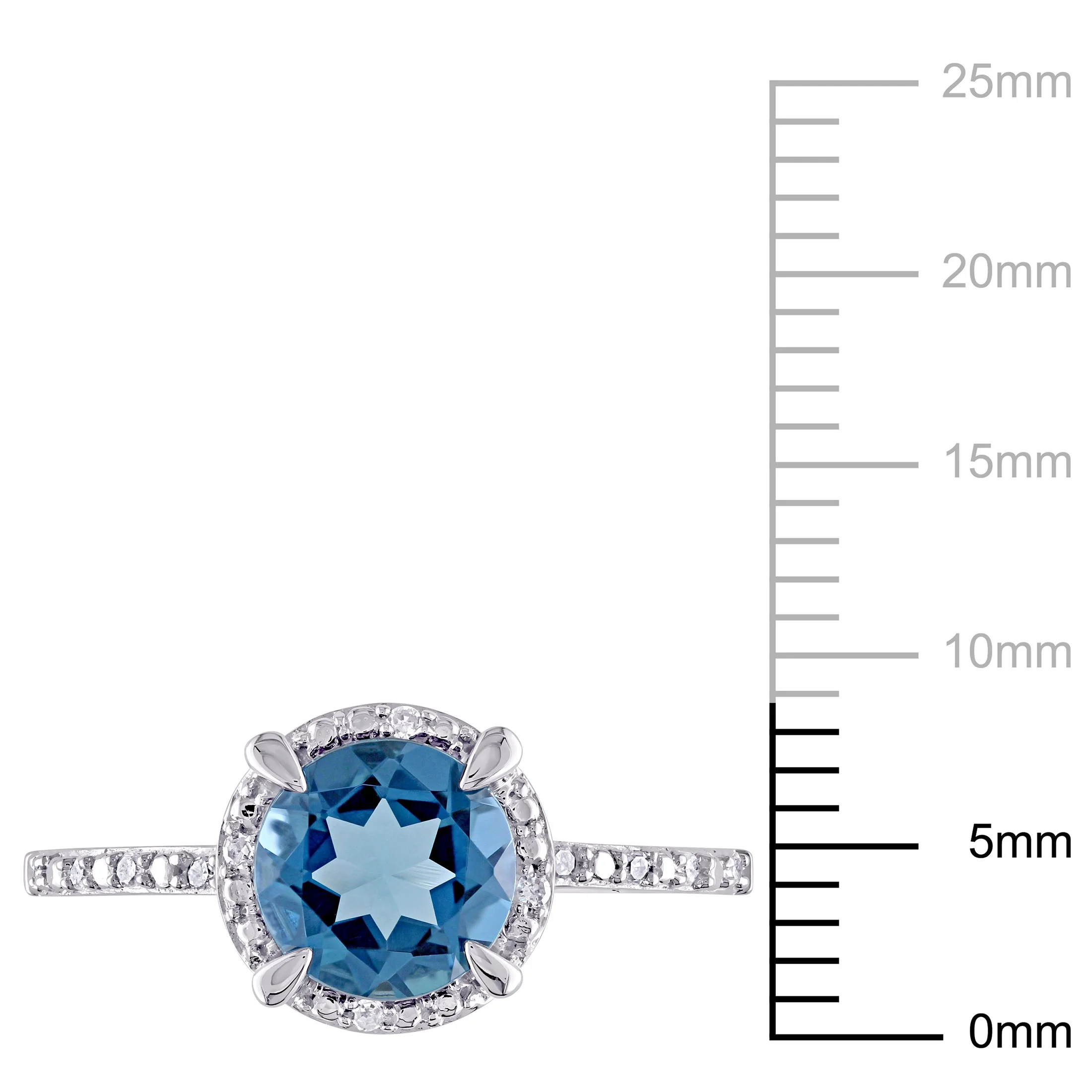 Miabella Women's 1 3/5 Carat T.G.W. Round-Cut London Blue Topaz and Diamond Accent 10kt White Gold Halo Bridal Ring
