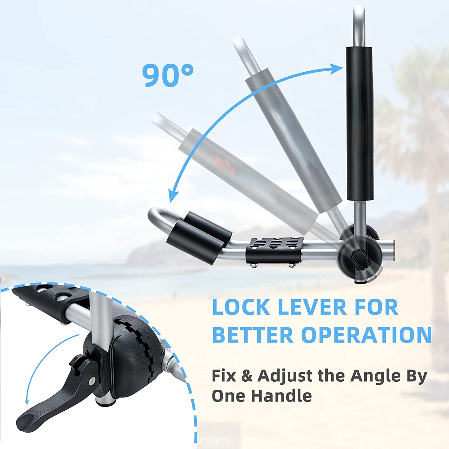 Roof Rack, 2 Pcs Folding J Bar  Mount Rack for SUV Truck Car Crossbar, Include Ratchet Straps, Protective Foam Pad, Adjustable Universal  Carrier for Canoe SUP Boat (Unilateral)