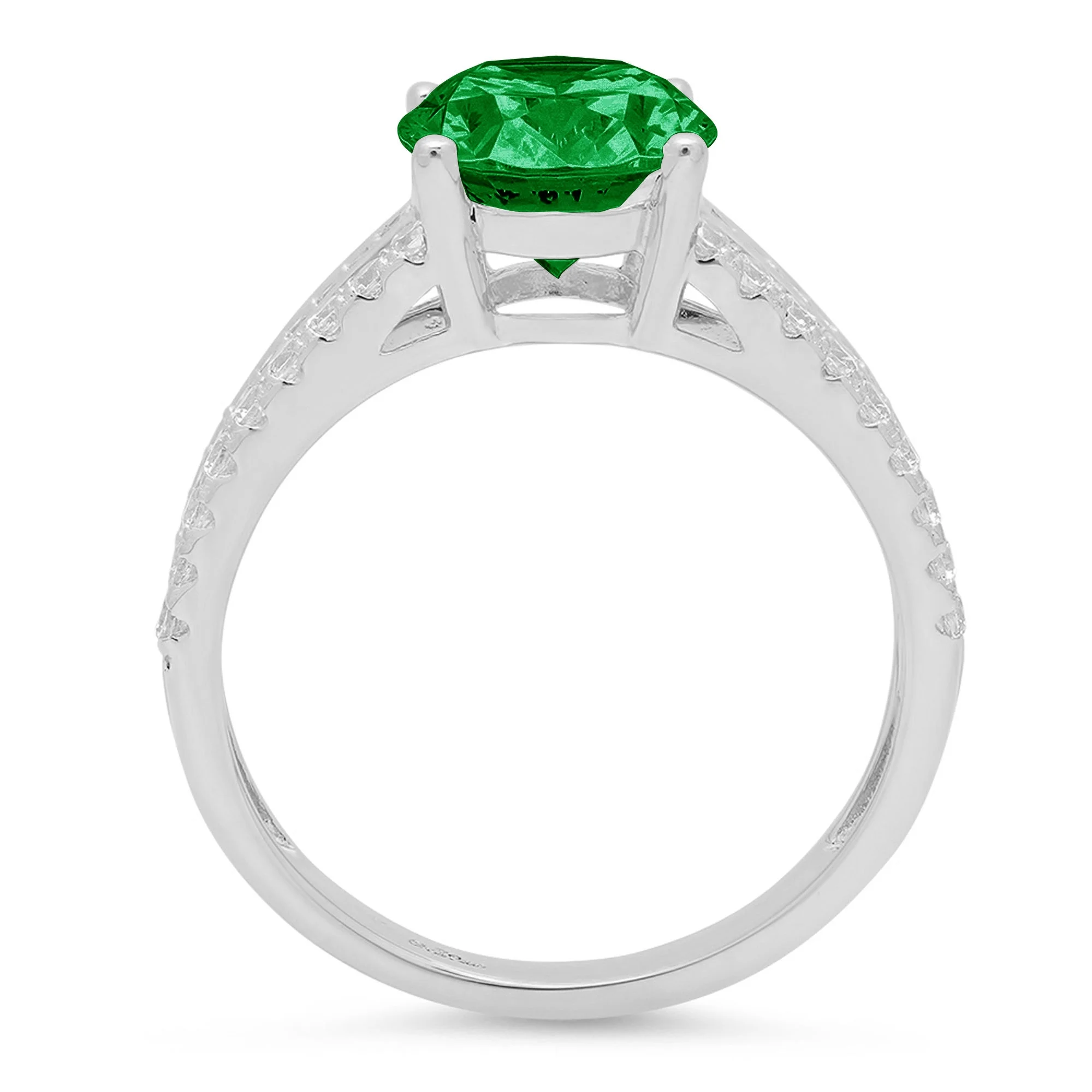 2.32ct oval cut green simulated emerald 14k white gold anniversary engagement ring size 10.5