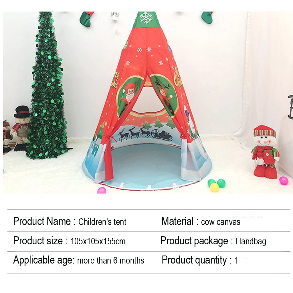 Fridja Christmas Kids Tent Set Large Capacity Easy Setup Pop-Up Playhouse for Kids' Outdoor & Indoor Activities, Pretend Plays & Kids Camping Tent