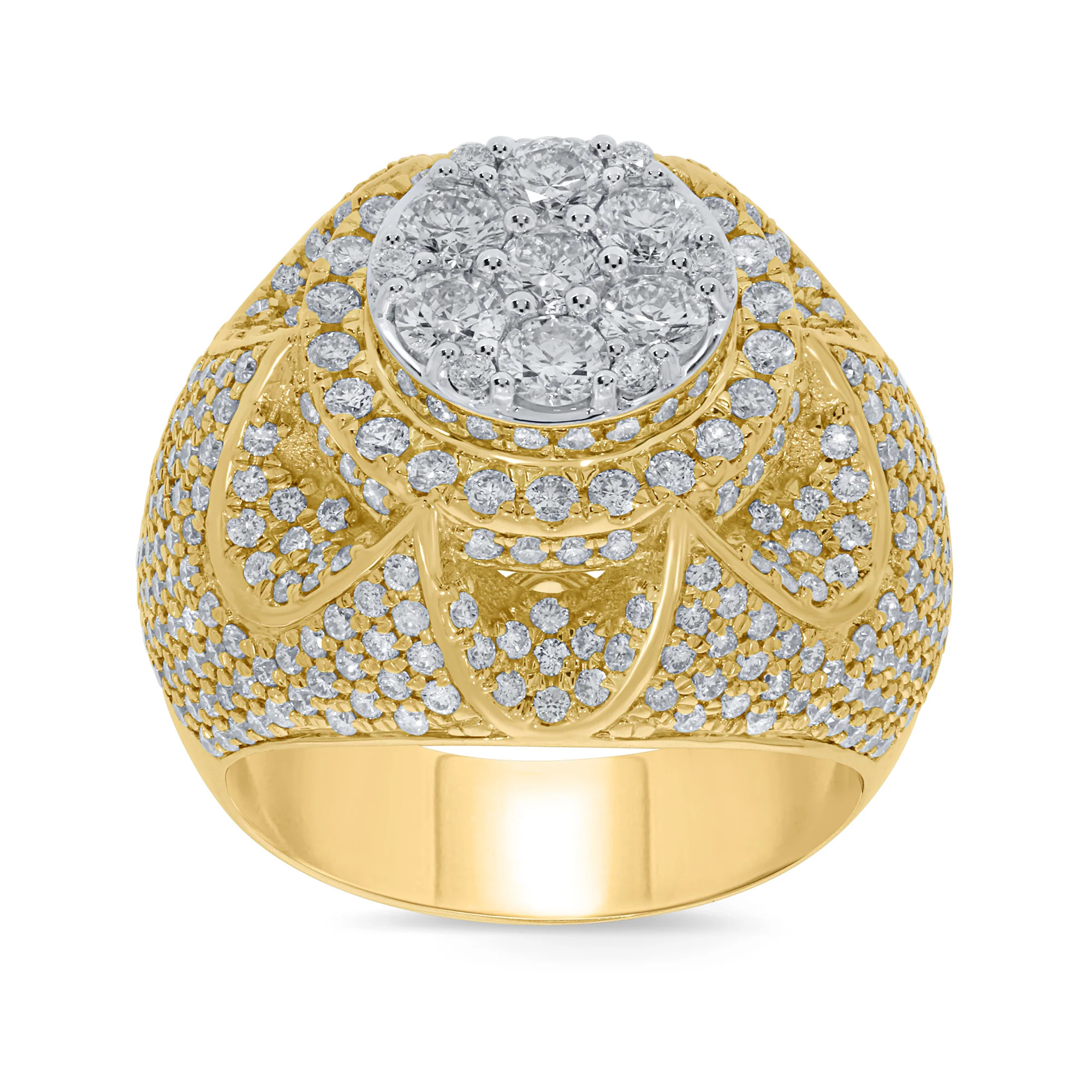 10K YELLOW GOLD 4.25 CARAT MENS REAL DIAMOND ENGAGEMENT WEDDING PINKY RING BAND