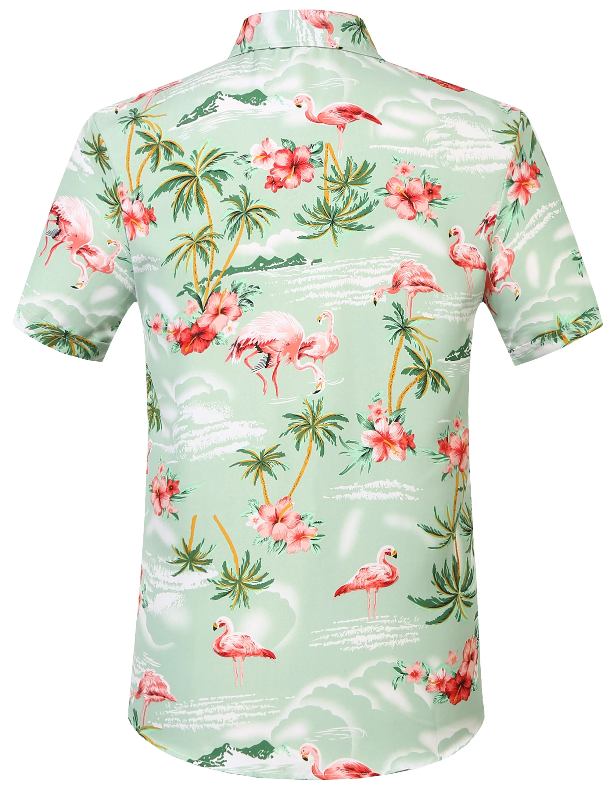 SSLR Hawaiian Shirt for Men Flamingo Short Sleeve Casual Button Down Shirts Summer Beach Shirt