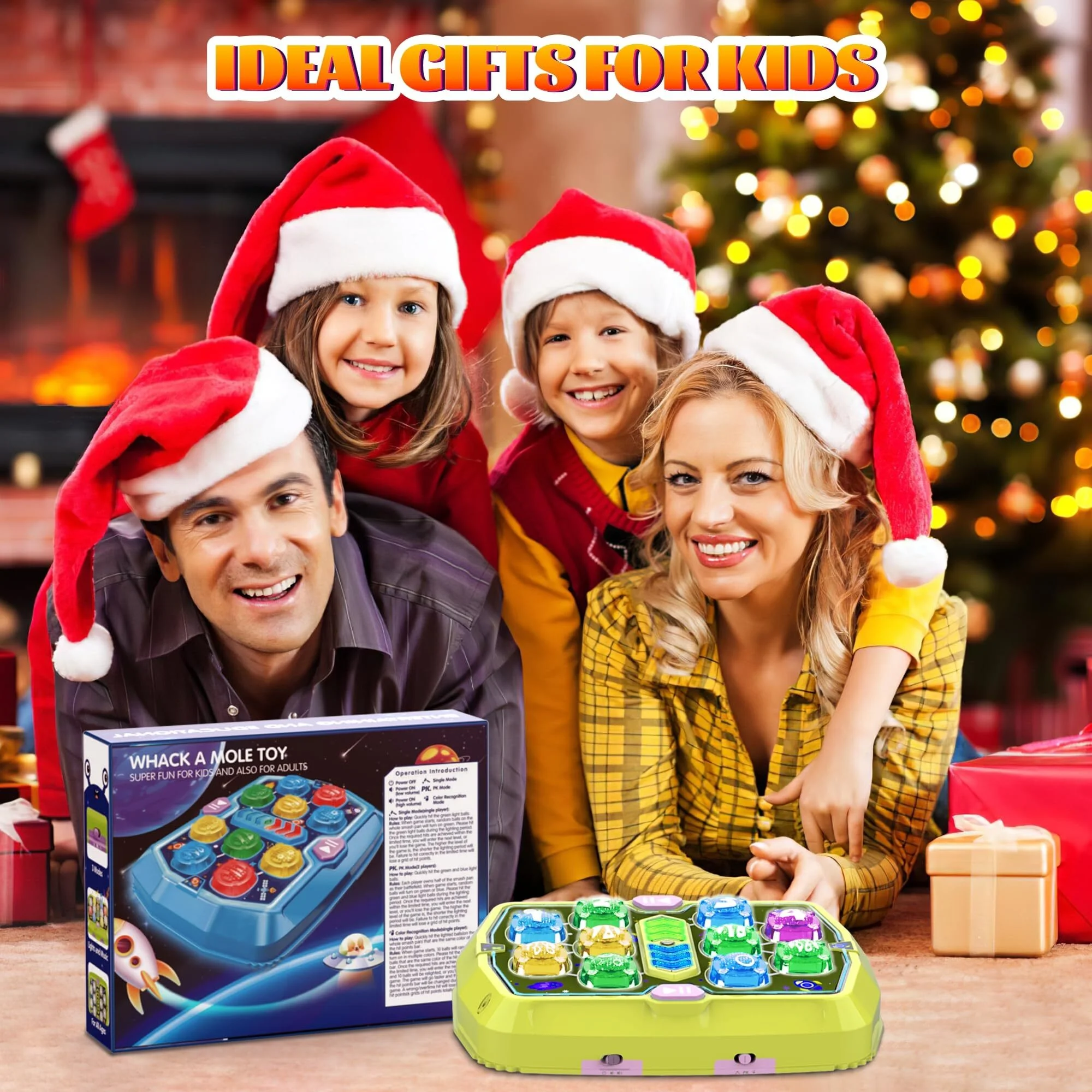 ANNKIE Interactive Whack a Mole Game for Toddlers - Early Learning Toy with 2 Soft Hammers,Green