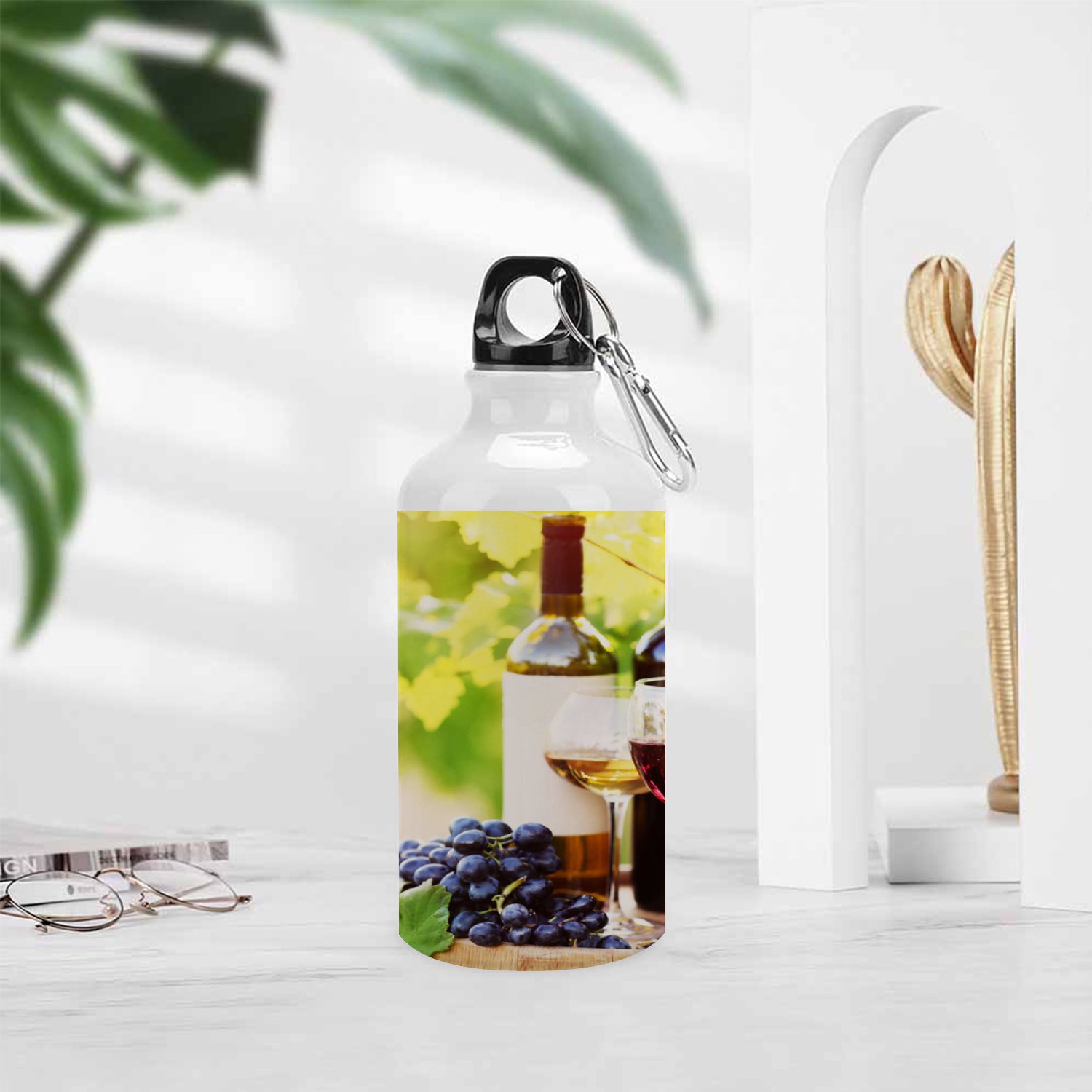 SKYSONIC 400ml Sport Aluminum Water Bottle,Tasty Wine,Sport Multipack Leak Proof Easy Carry Travel Bottle with Twist Cap for Gym Hiking Camping Running Bike Outdoor