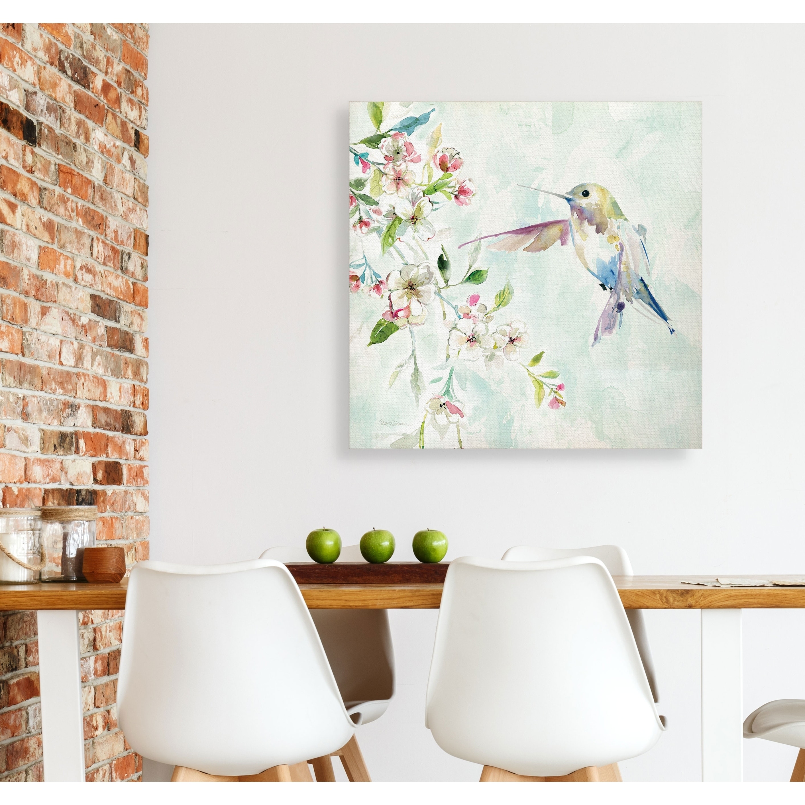 Wexford Home Hummingbird IV -Gallery Wrapped Canvas - yellow, blue, green, red, black, white 10x10