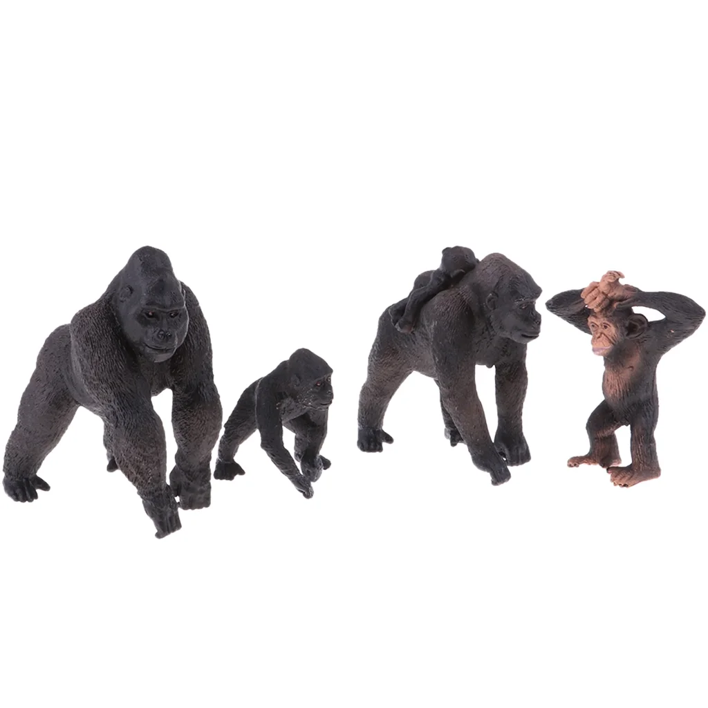 4pcs Realistic Gorilla Model Animal Figures Mini Jungle Animals Toy