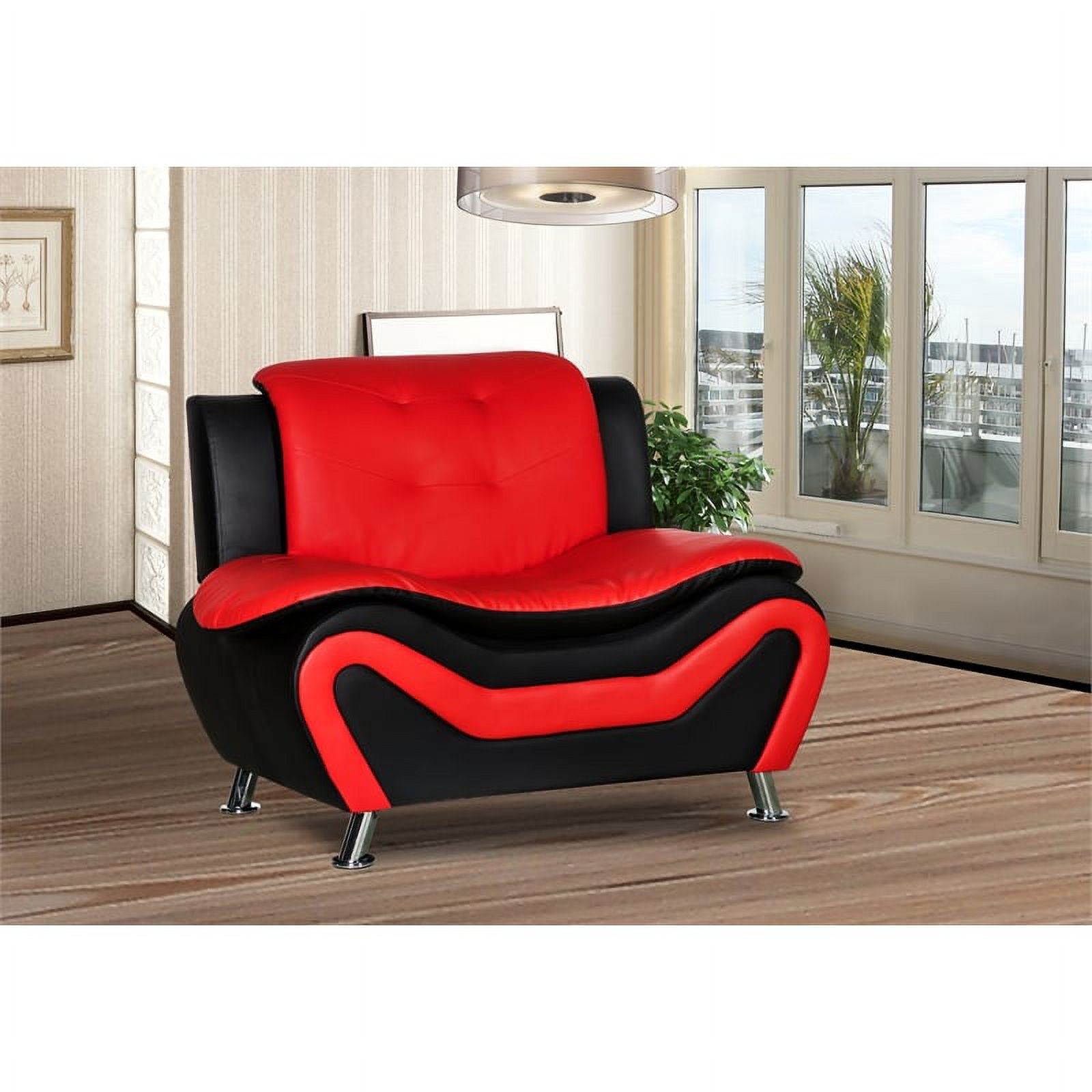 Home Square 2-Piece Set with Living Room Sofa and Club Chair in Black & Red