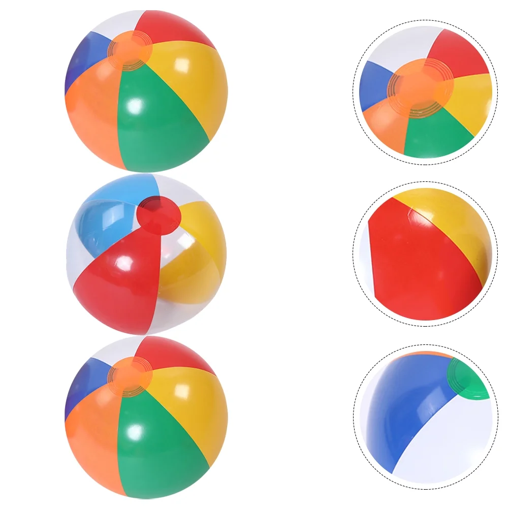 3Pcs Inflatable Beach Ball Pool Summer Water Toy Interactive Toys (Random Color)