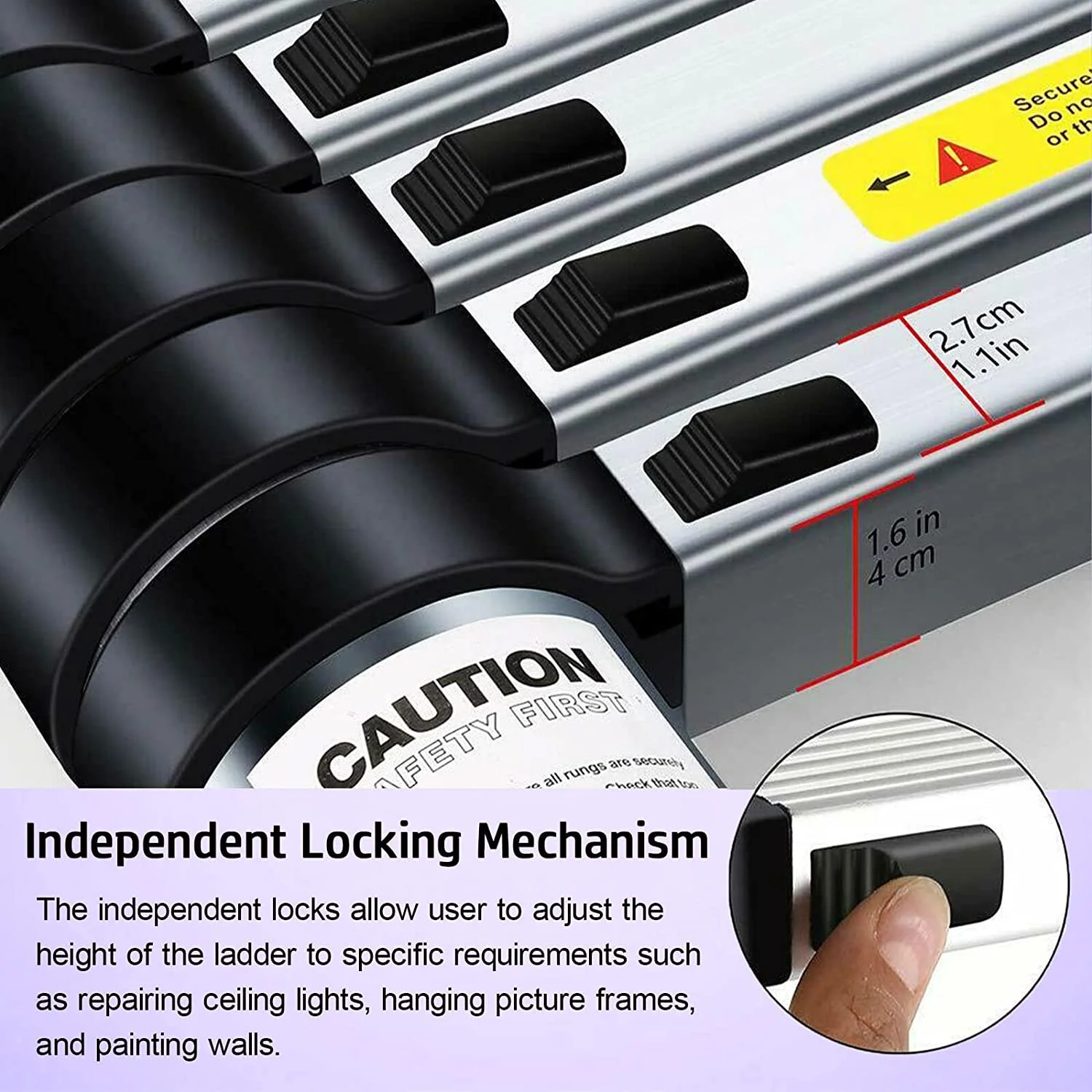 Dayplus Aluminum Telescoping Ladder 8.5FT Extension Ladders for Home Collapsible Ladder