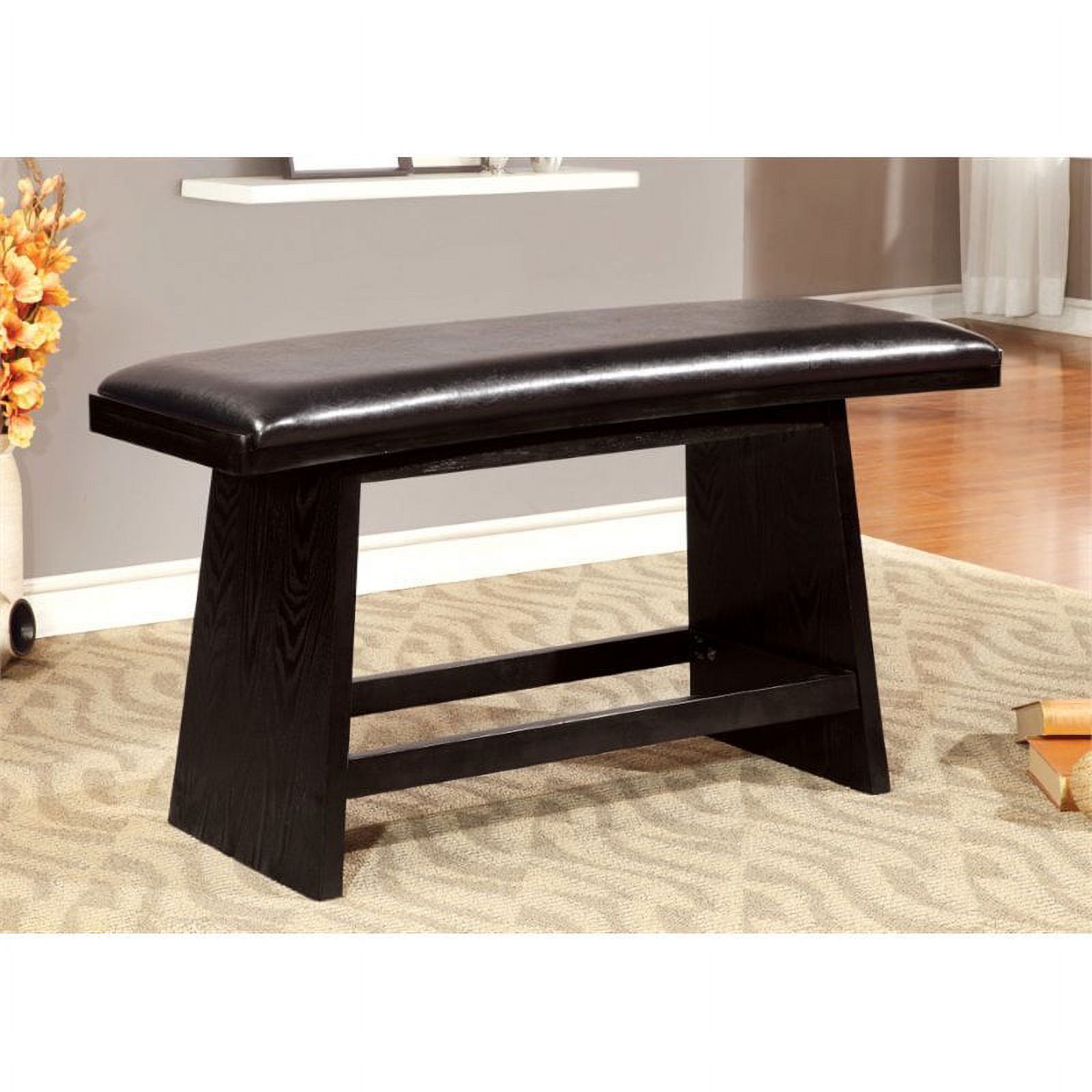 Furniture of America Omura Faux Leather Padded Dining Bench in Black