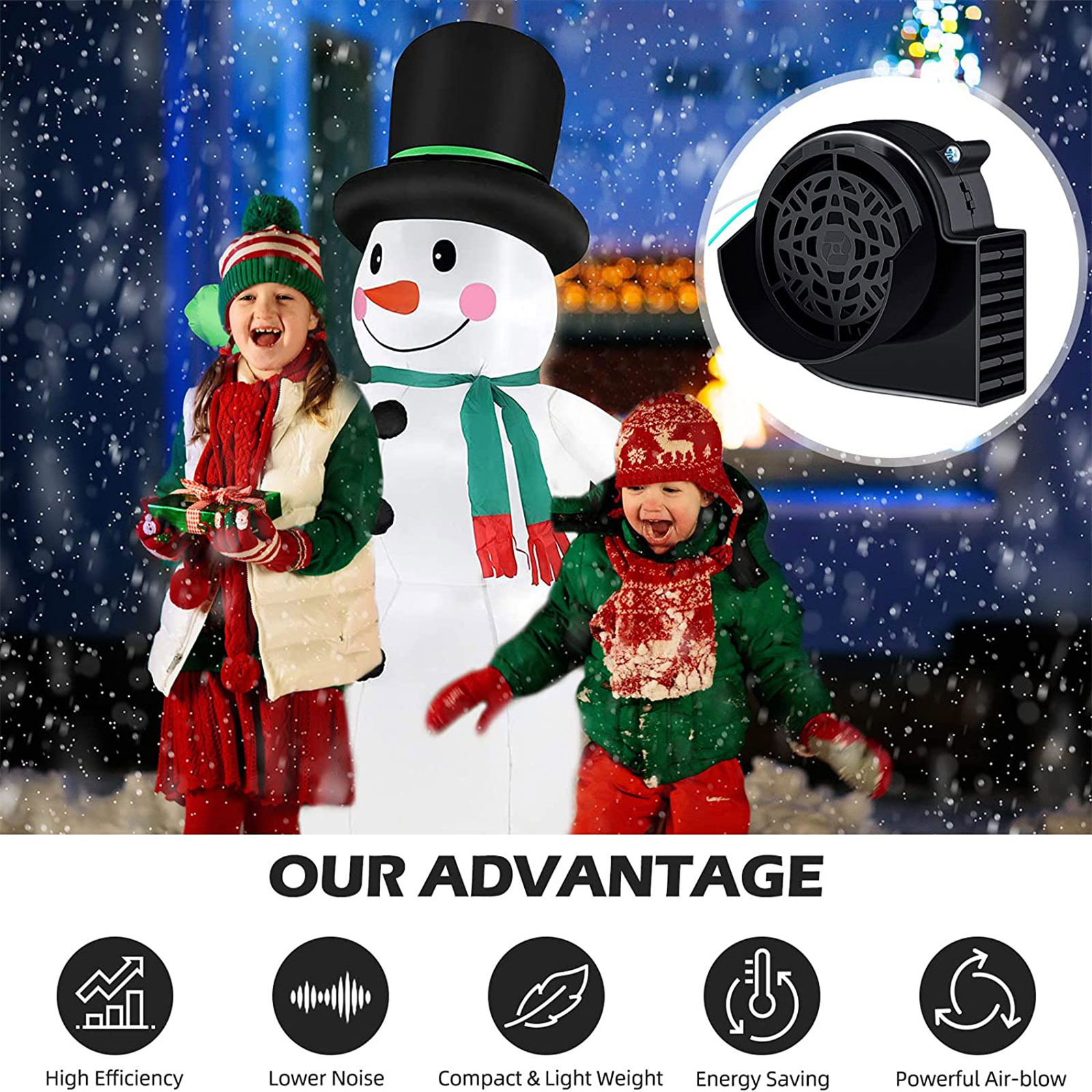 Air Blower for Inflatables, Air Fan Blower Replacement Motor for Garden Yard Inflatable Decor, 1.0A Fan Blower for Thanksgiving Christmas Airblown Inflatables, 12V/ 1.0A Adapter by EVERDIJ