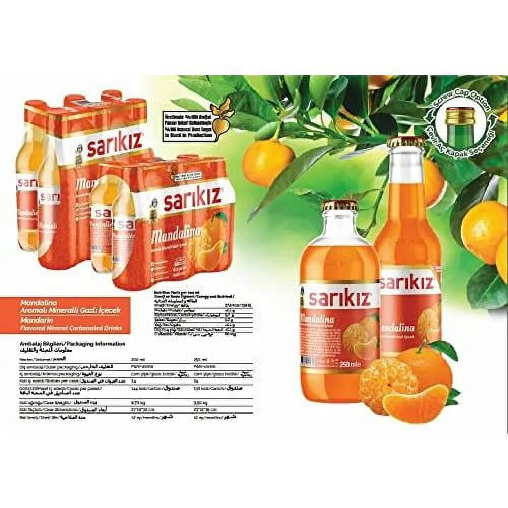 Sarikiz Turkish Mineral Water With Mandarin Flavored 200Ml X 6 Packs - Halal