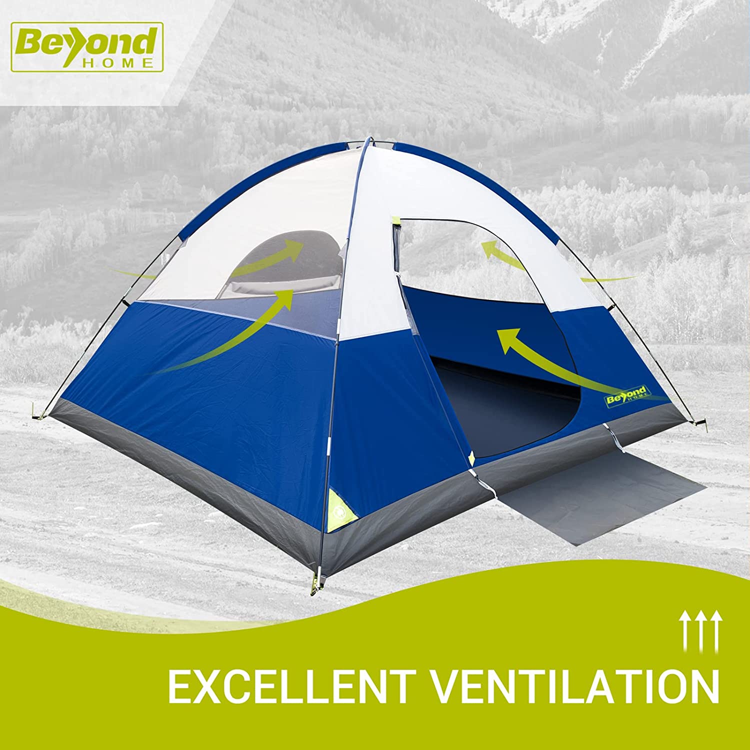 BeyondHOME Dome Camping Tent, 6-Person Tent for Family Camping & Outdoor Hiking, Upgraded Ventilation