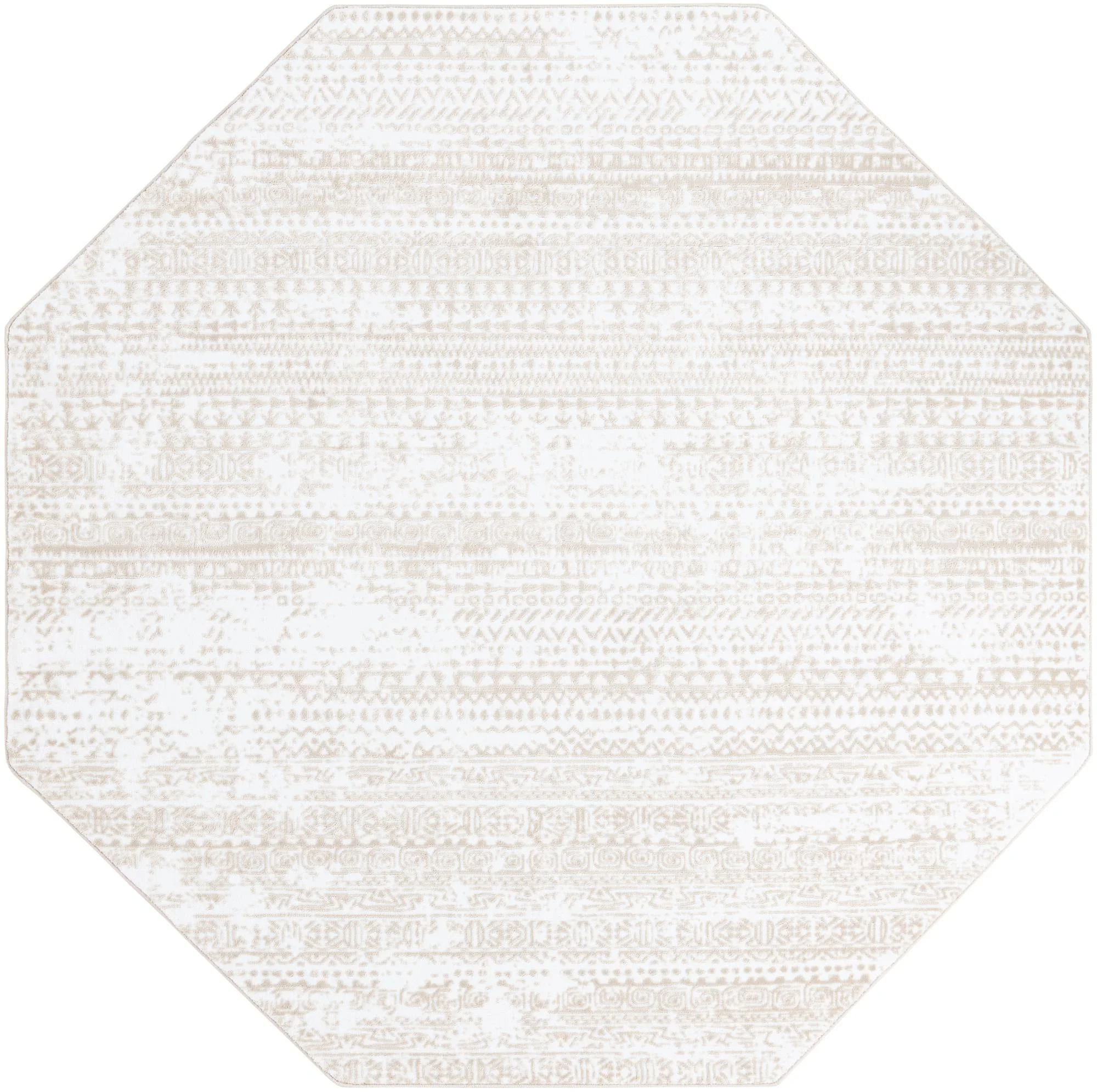 Rugs.com Hermitage Collection Rug – 8 Ft Octagon Snow White Medium Rug Perfect For Living Rooms, Kitchens, Entryways