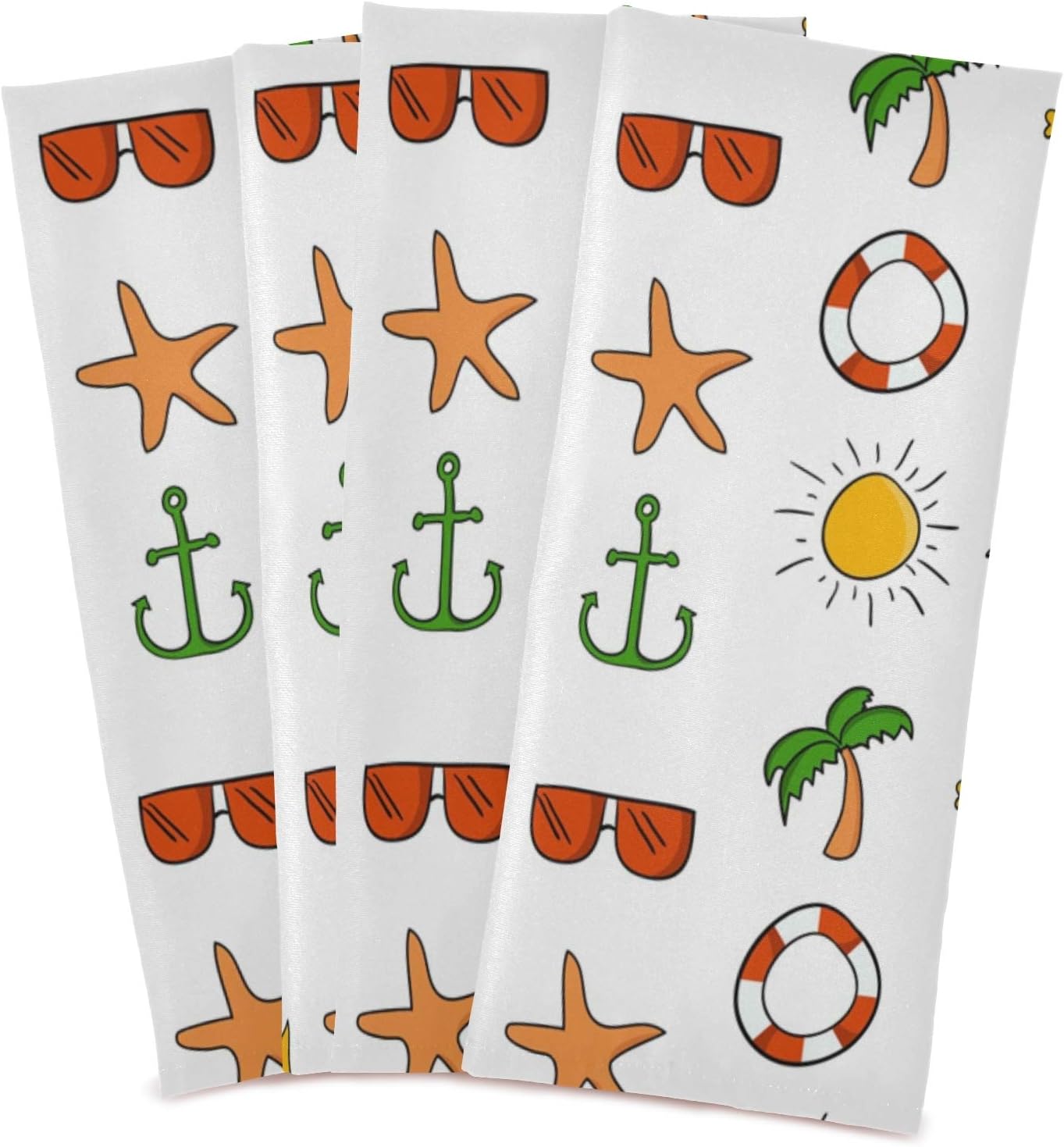 Dreamtimes Kitchen Dish & Tea Towel Summer Anchor Fish Sunglasses Reusable Cloths for Cooking and Drying Dishes for Home Kitchen Cleaning, 28x18in-6 PCS