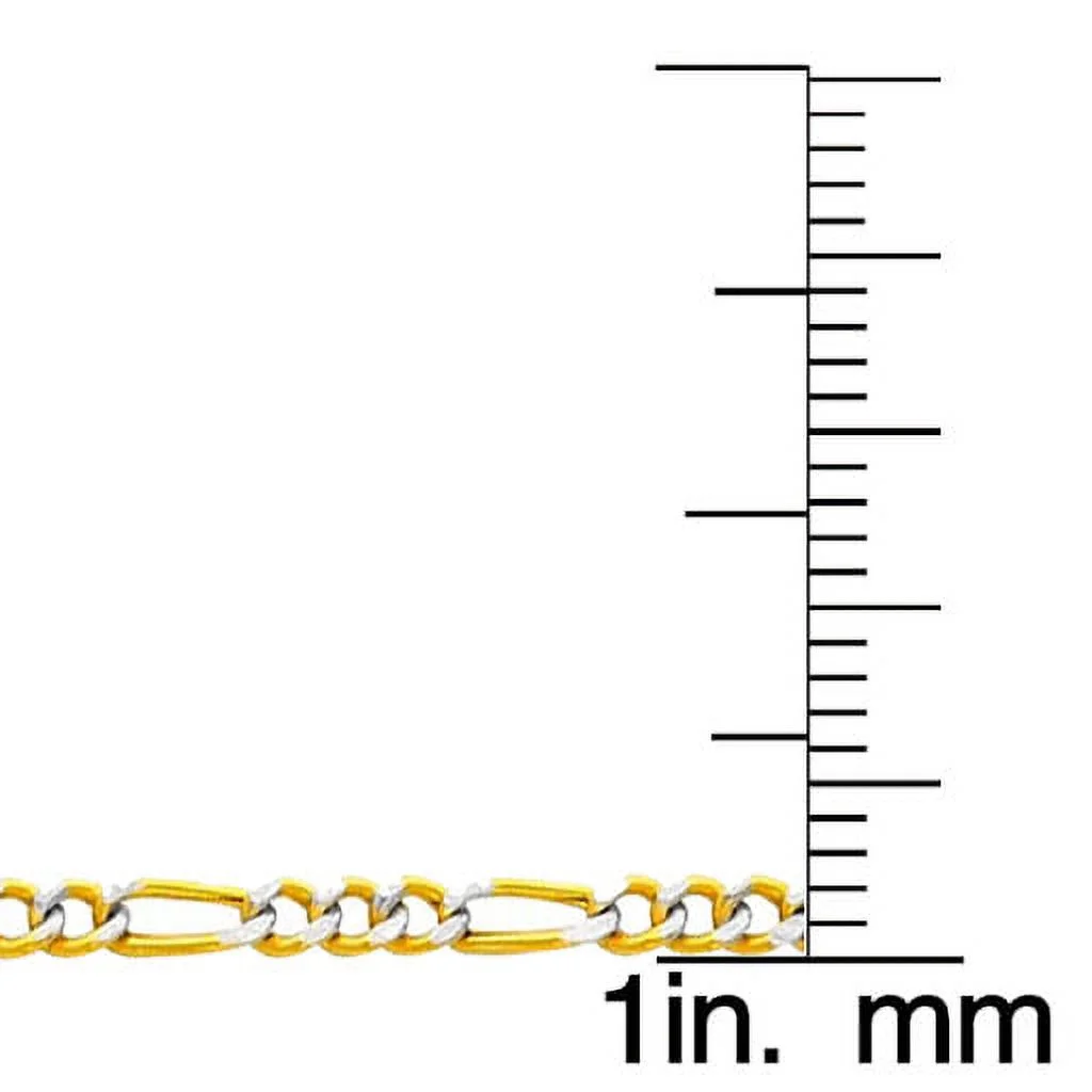 Precious Stars 14k Two-Tone Gold 2.3-mm Hollow Figaro Chain Necklace (16 inch)