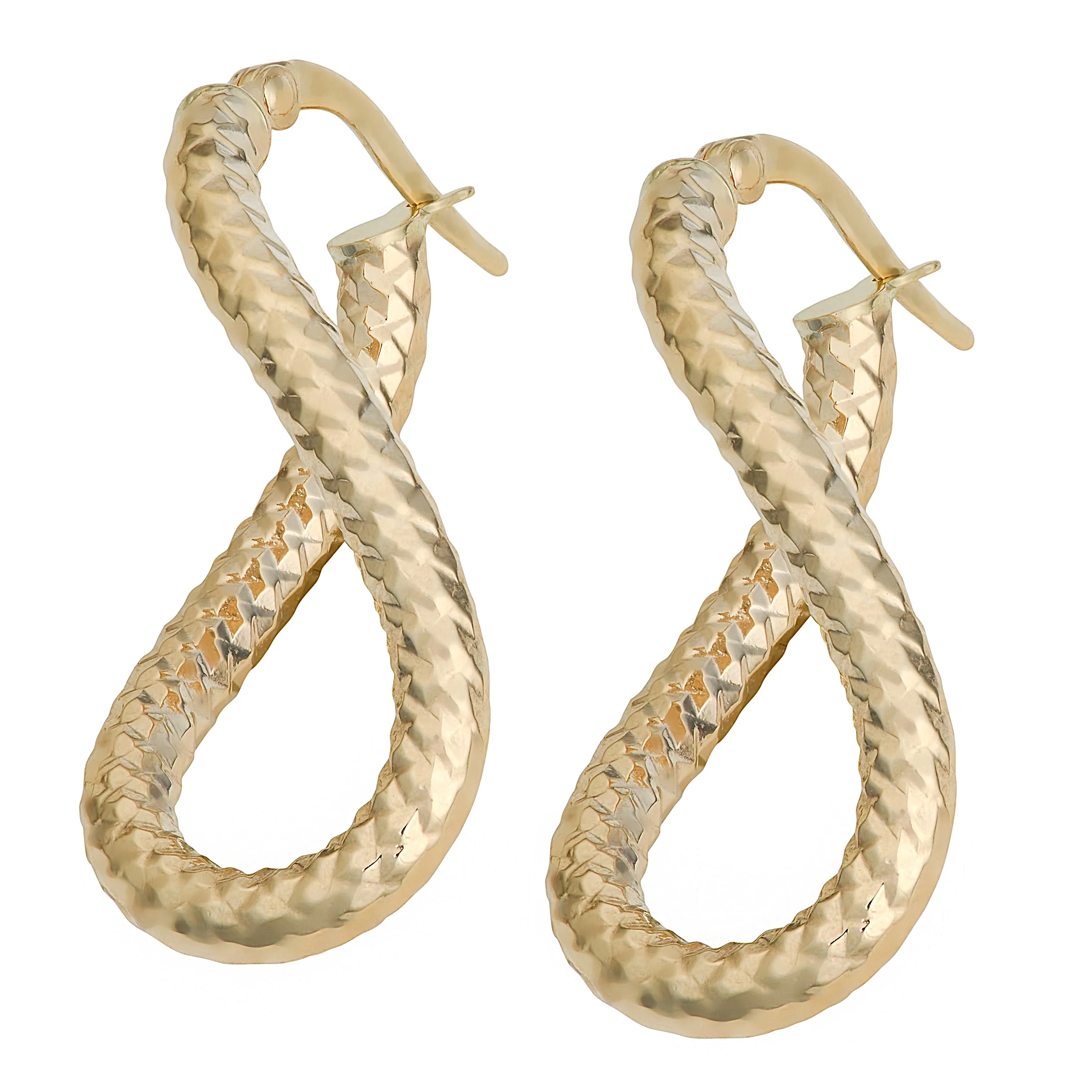 10k Yellow Gold Diamond-cut Twist Oval Hoop Earrings