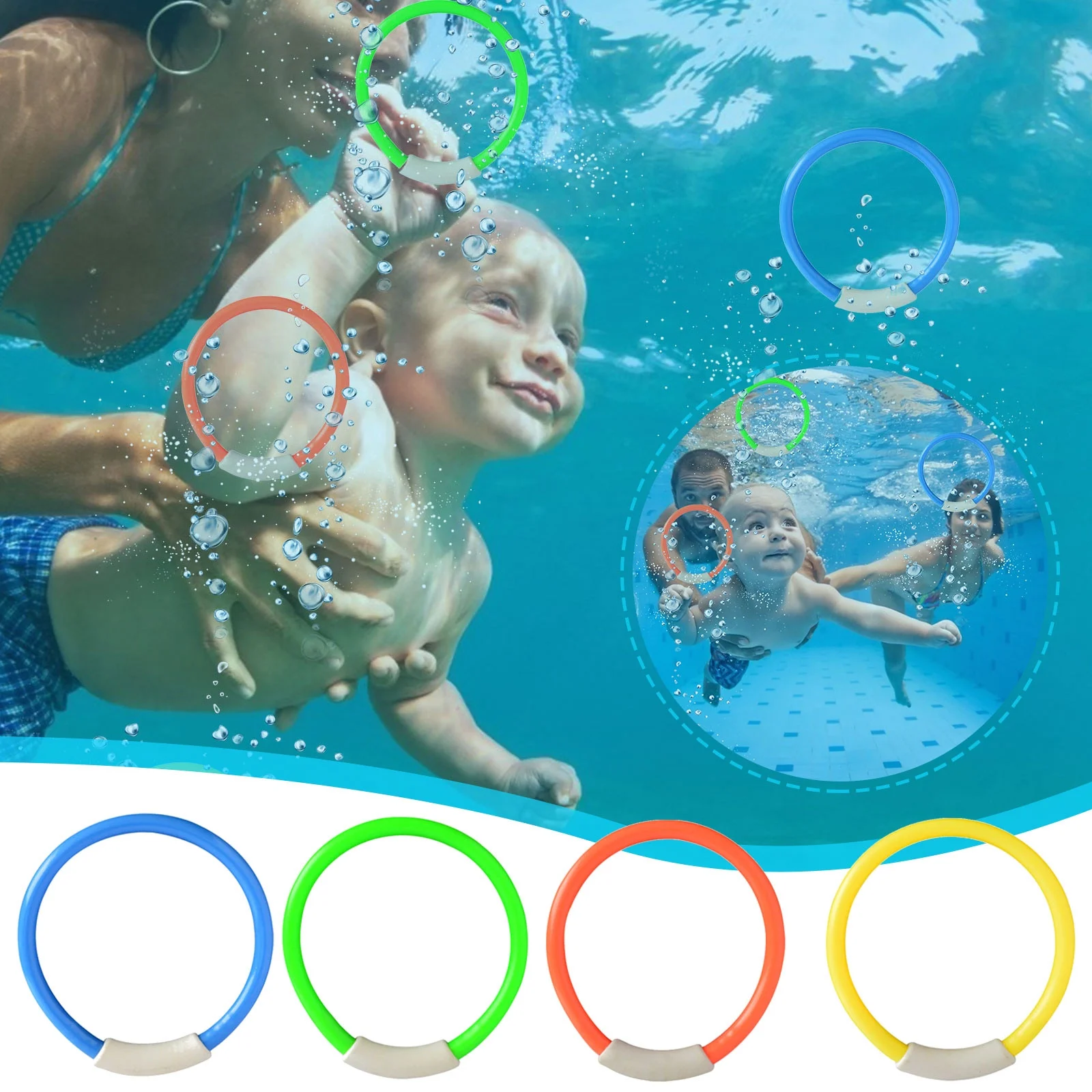 Baby Toys Clearance! Diving Underwater Swimming Colorful Pool Sink RingTraining Under Water Fun Toy Birthday Christmas Gifts for Kids