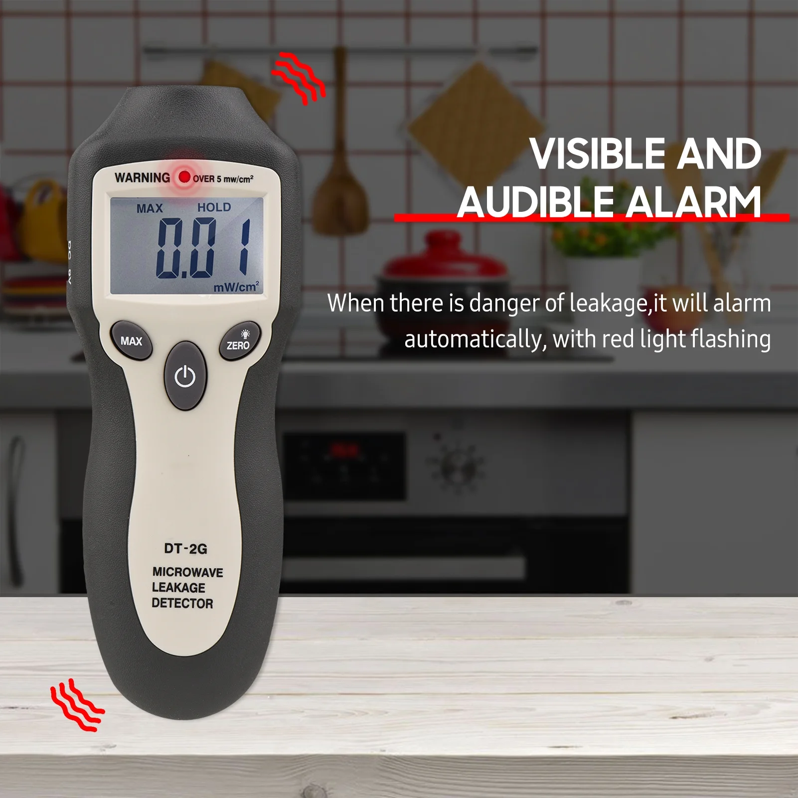 DT-2G Handheld Microwave Leakage Detector High Digital LCD Display EMF Meter Electromagnetic Radiation Tester with Auto Alarm No Need Recalibration