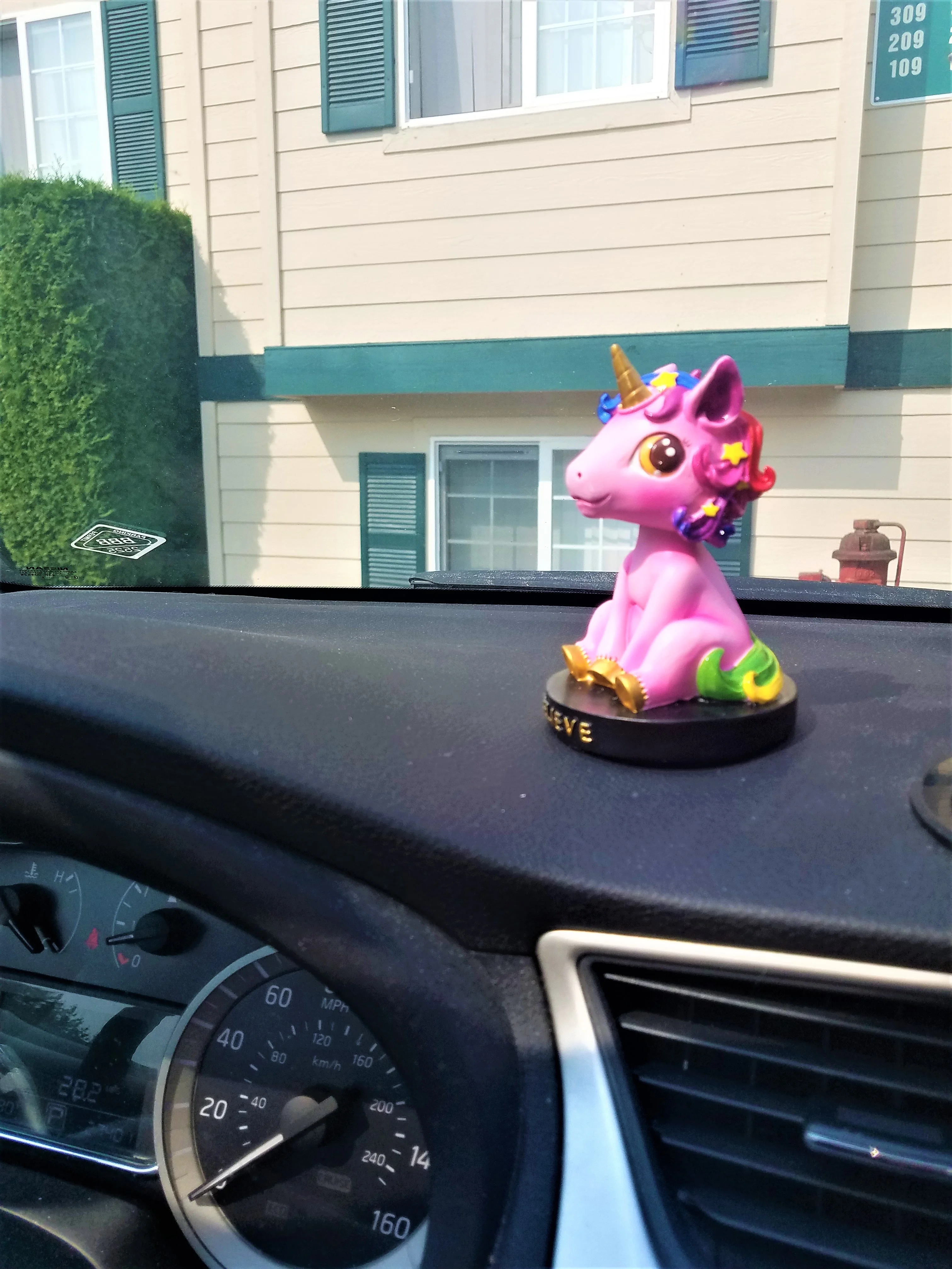Unicorn Of Love Pink Ceramic Lucky Gift Bobblehead . Car Dashboard Office Home Accessories. Limited Edition.