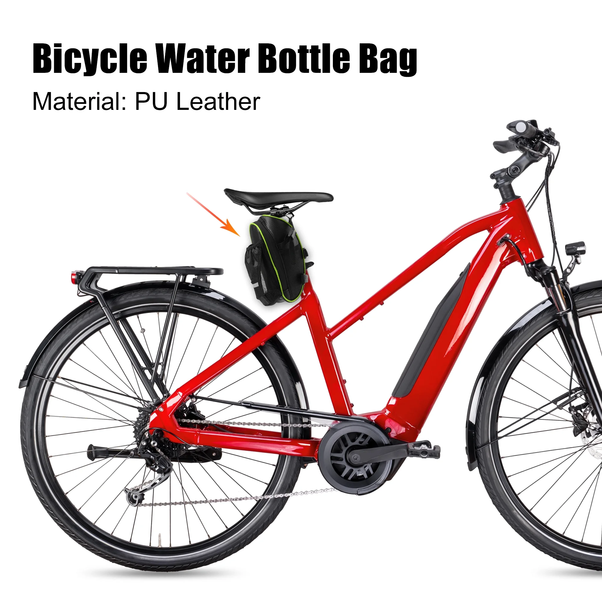 Bicycle Bags with Water Bottle Waterproof Under Seat for Mountain Road Bicycles Storage Bag Black Green