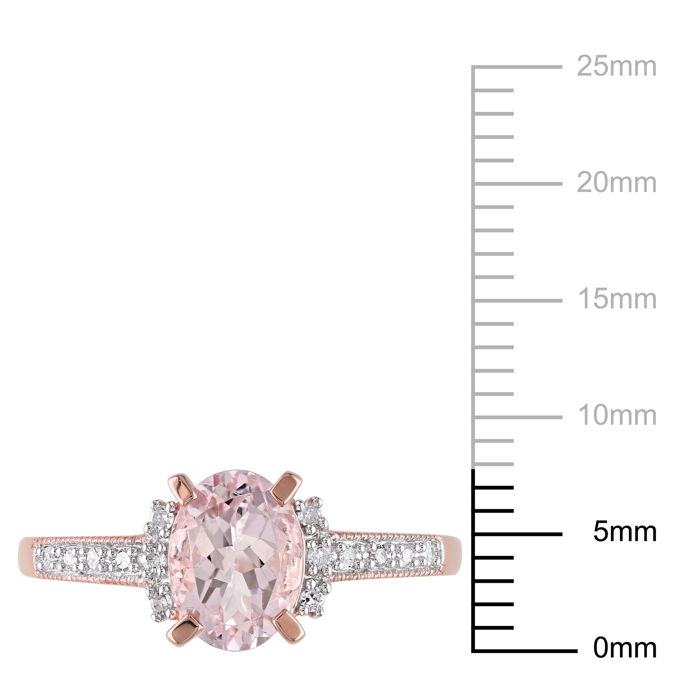 Everly Women's 1-1/7 Carat T.G.W. Oval-Cut Morganite and Round-Cut Diamond Accent Rose Gold Flash Plated Sterling Silver Halo Ring