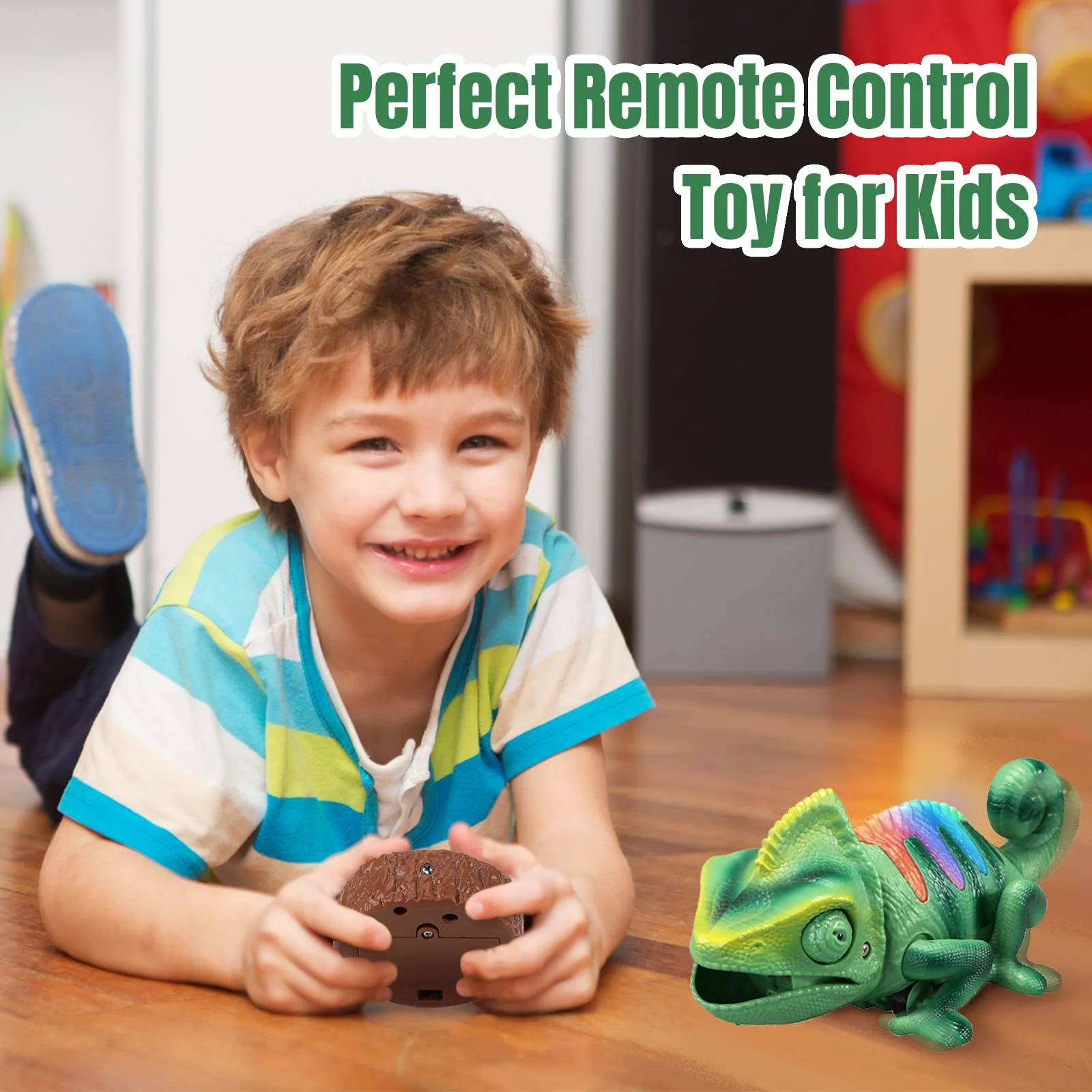 RC Robot Lizard Toys With Led Light Up & Catch Treats Electronic Color Changing, Walking Movement, Moving Eyes