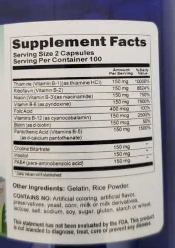 Vitamin B - 150 Complex Supreme Triple Strength 200 Caps Inositol/Choline