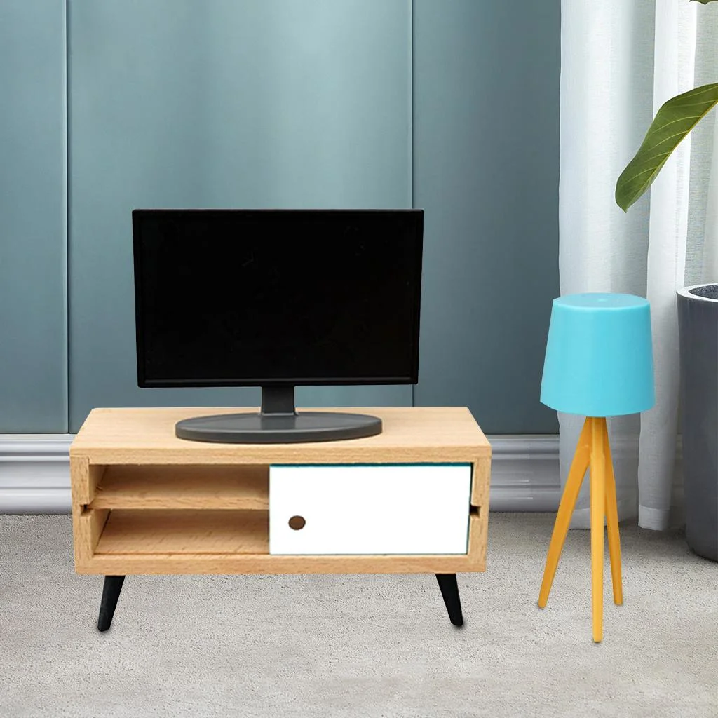 Modern Miniature Fruniture, House, Dollhouse Miniature Furniture TV Cabinet Set, 1:12 / 1: 6 Television Creative Toy