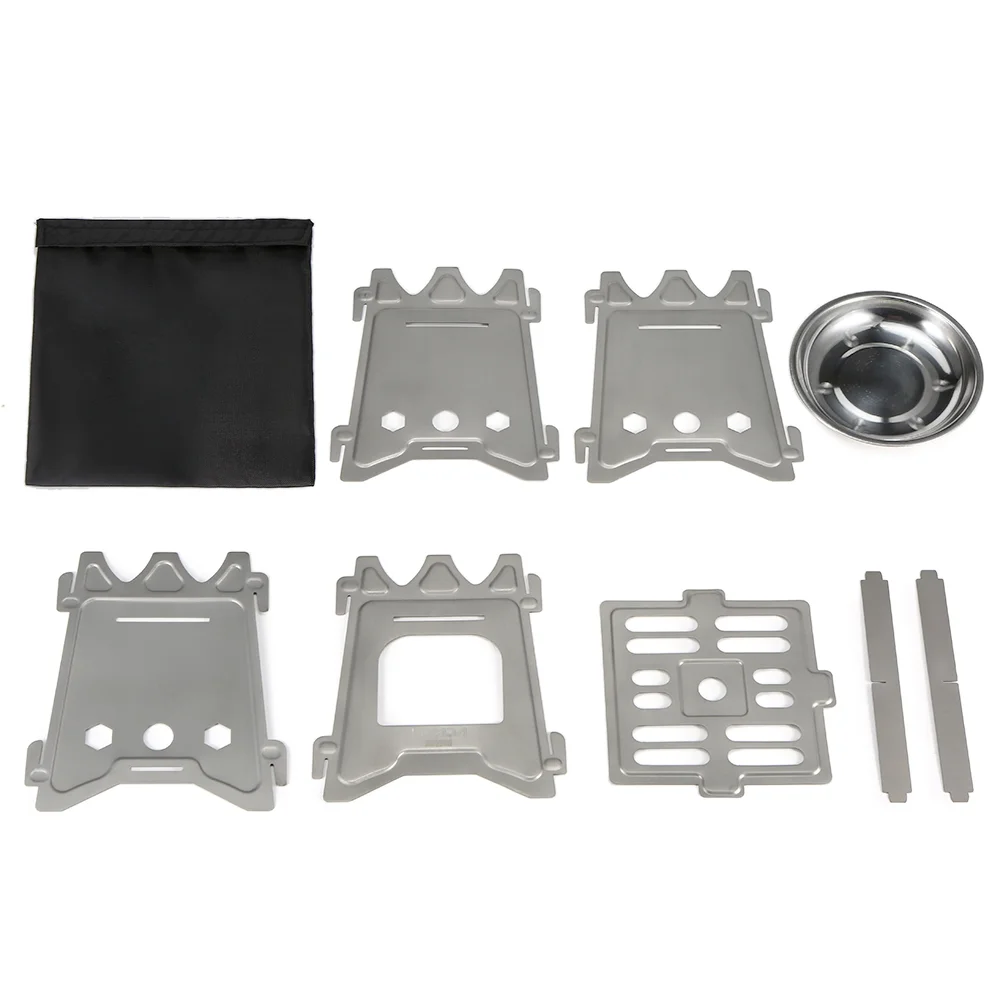 Lixada Camping Titanium Wood Ultralight Folding Camp with Tray Portable Outdoor Cooking for Backpacking Hiking Picnic