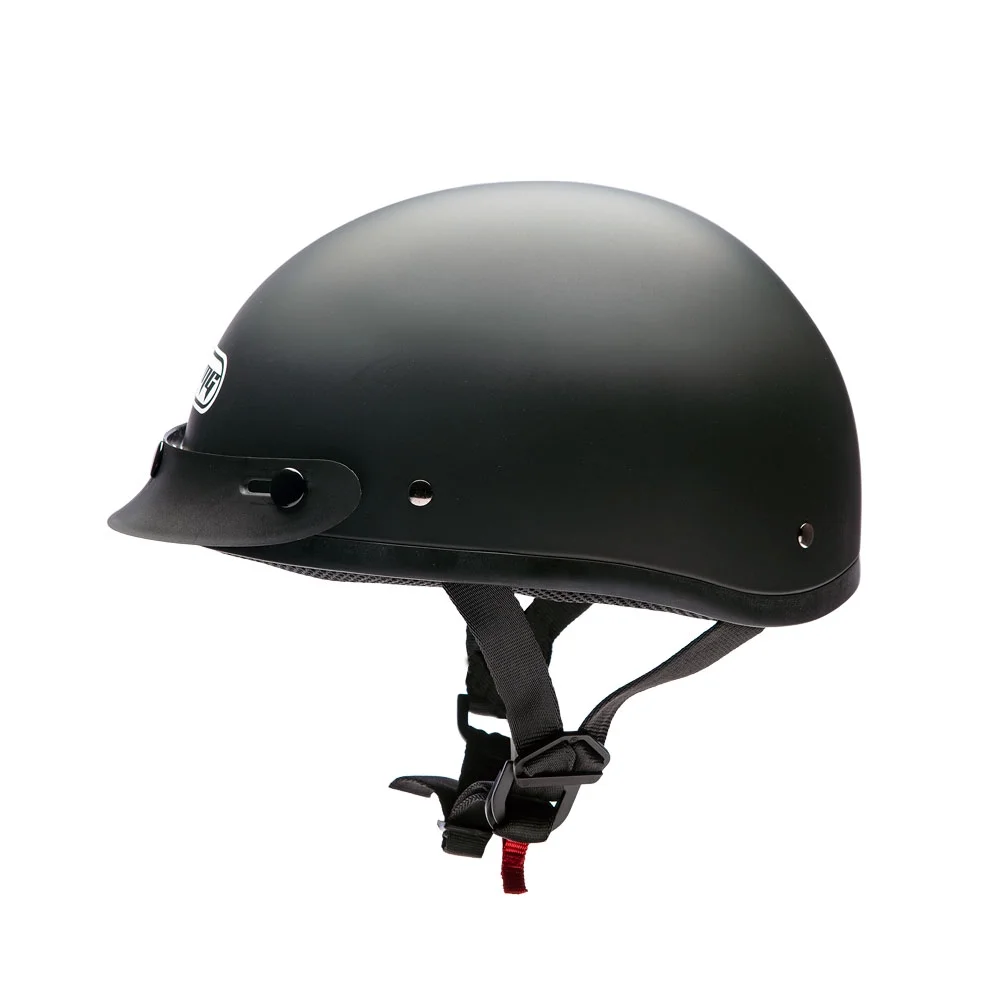 MMG Motorcycle Half Helmet Beanie DOT with goggles Matte Black (X-Large) Model 29