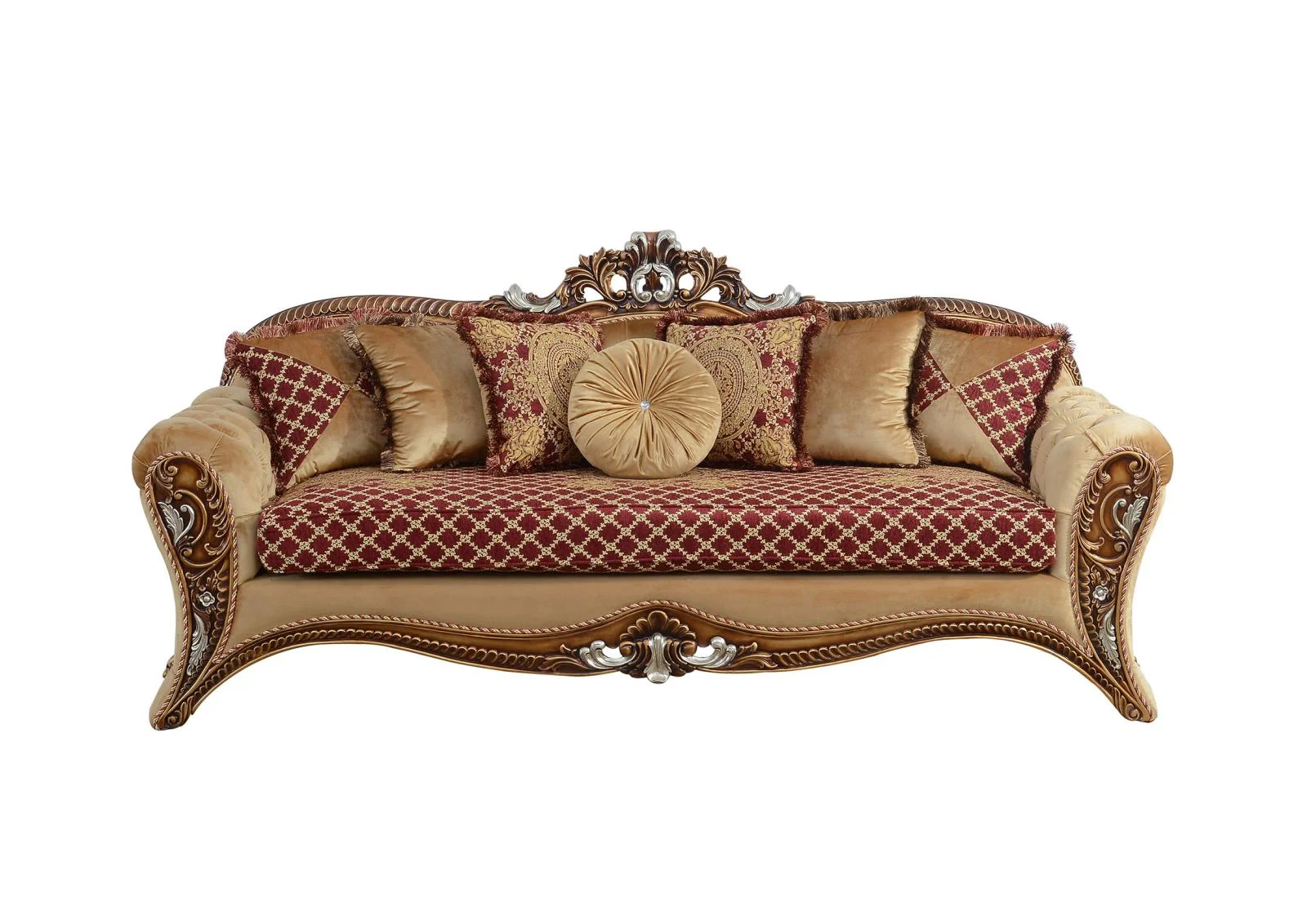Royal Luxury Red & Gold EMPERADOR III Sofa EUROPEAN FURNITURE Traditional