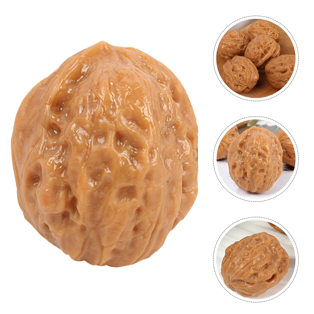 6 Pcs Miniature Doll House Ornament Faux Nut Models Kitchen Decore Nuts Decoration Faux Walnut Models