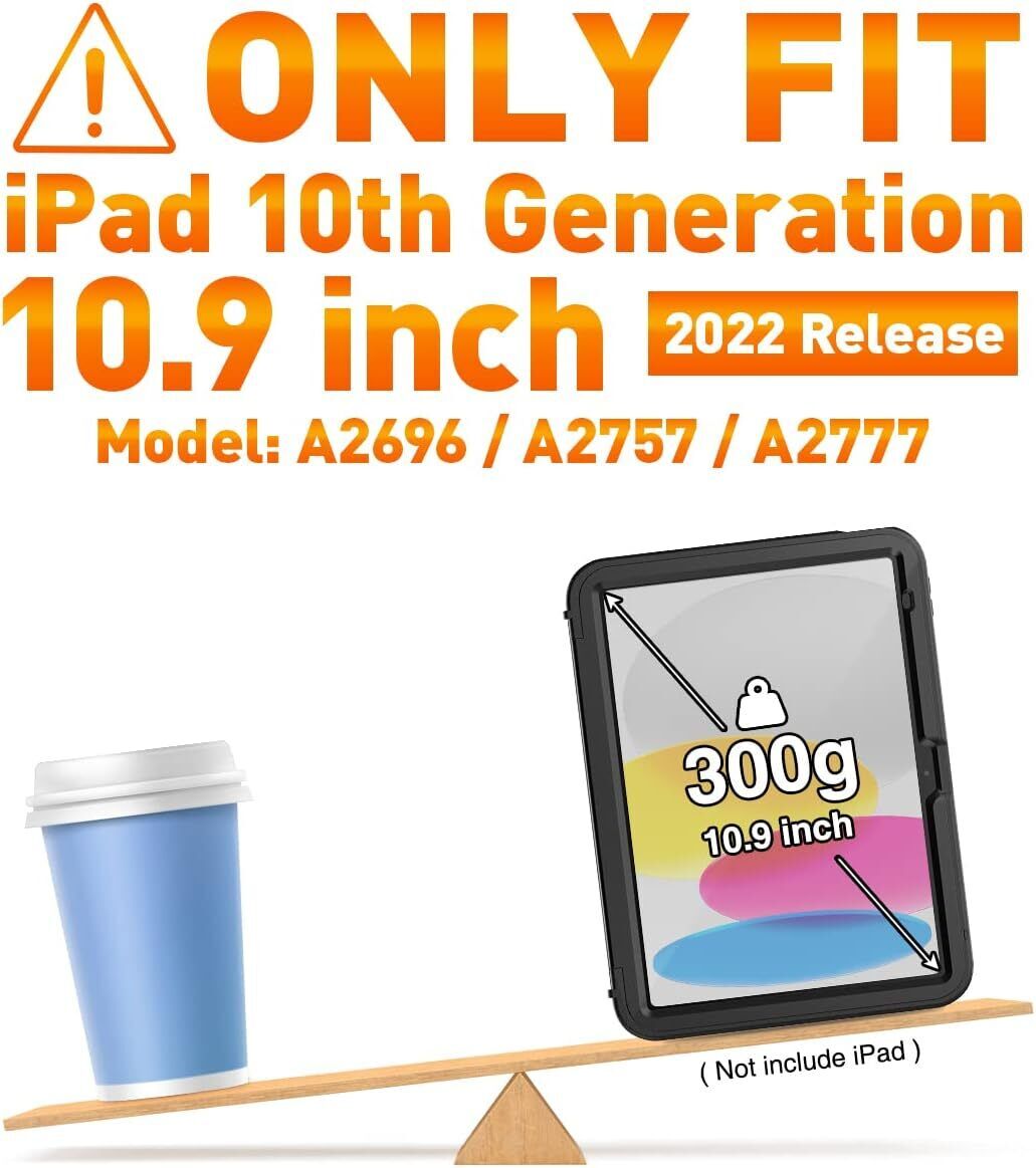 Case for iPad 10th Generation 10.9 inch 2022 2023, Durable Protective Cover with Pencil Holder Folding Stand Smart Magnetic Cover Auto Sleep/Wake