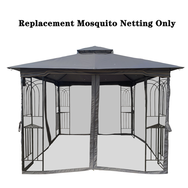 Fithood 10 x 10 Ft Gazebo Replacement 4-Side mosquitof Netting with Zippers，Black