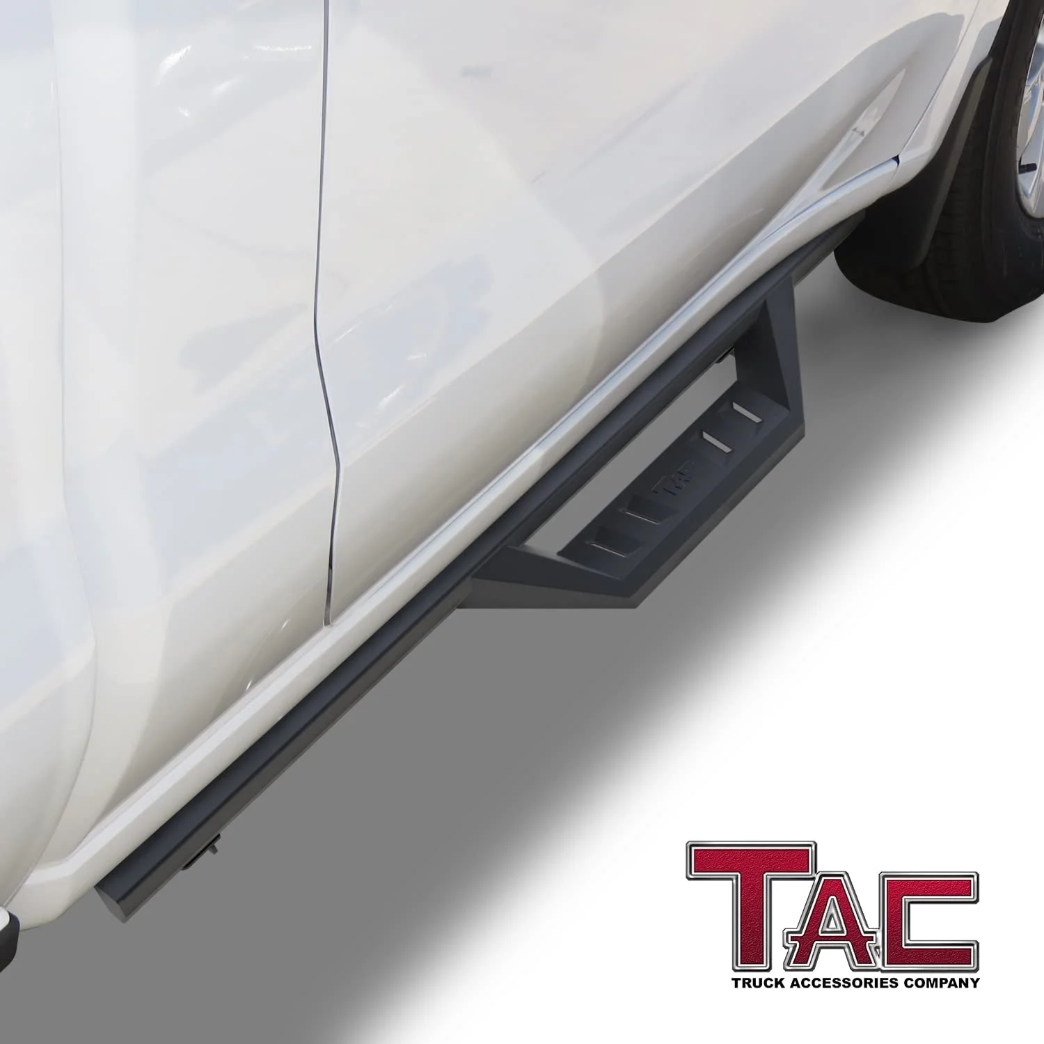 TAC Sidewinder Running Boards Fit 2019-2024 Chevy Silverado/GMC Sierra 1500 | 2020-2023 2500/3500 Regular Cab 4” Drop Side Step Nerf Bars Rock Slider Pickup Truck Fine Texture Black
