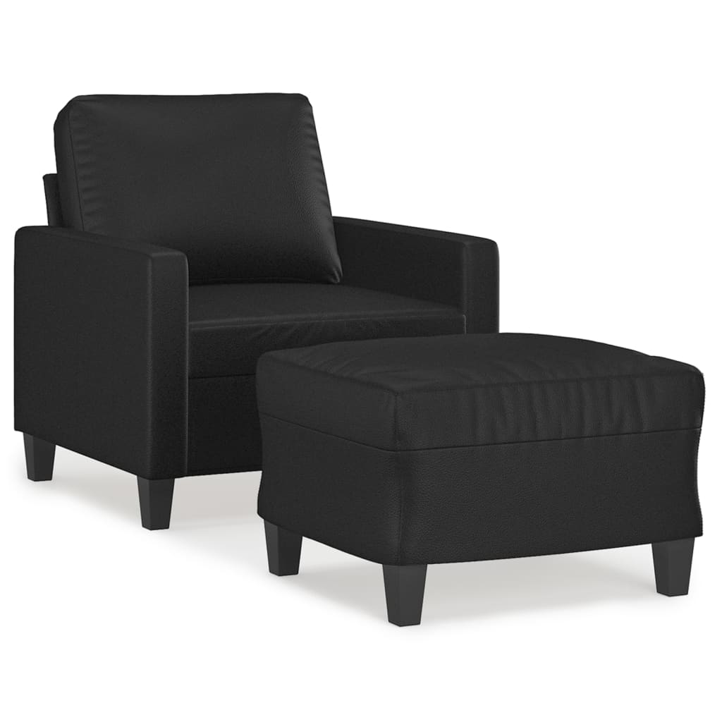Sofa Chair with Footstool Black 23.6