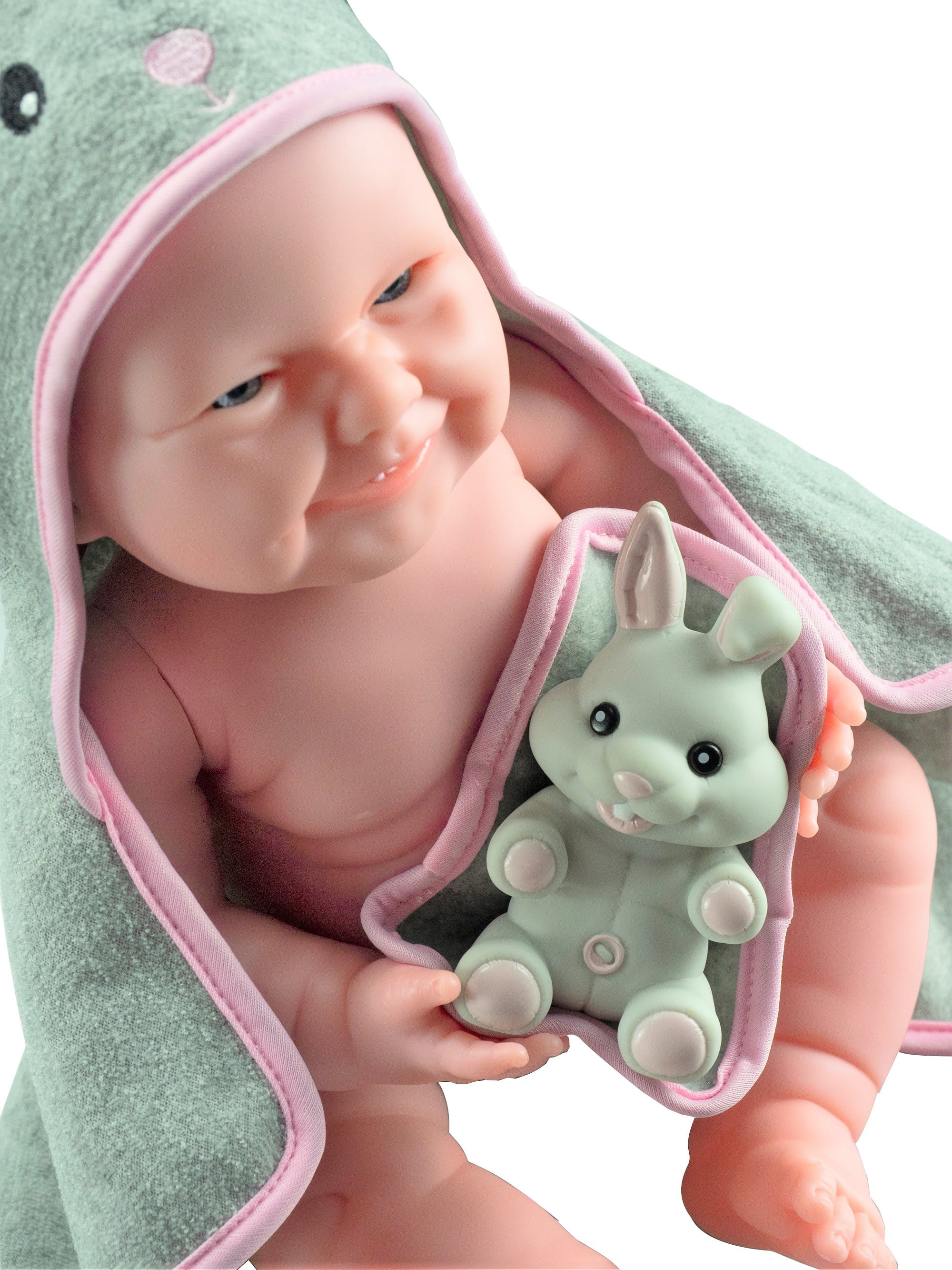 JC Toys La Newborn with Hooded Rabbit Towel - Realistic 17