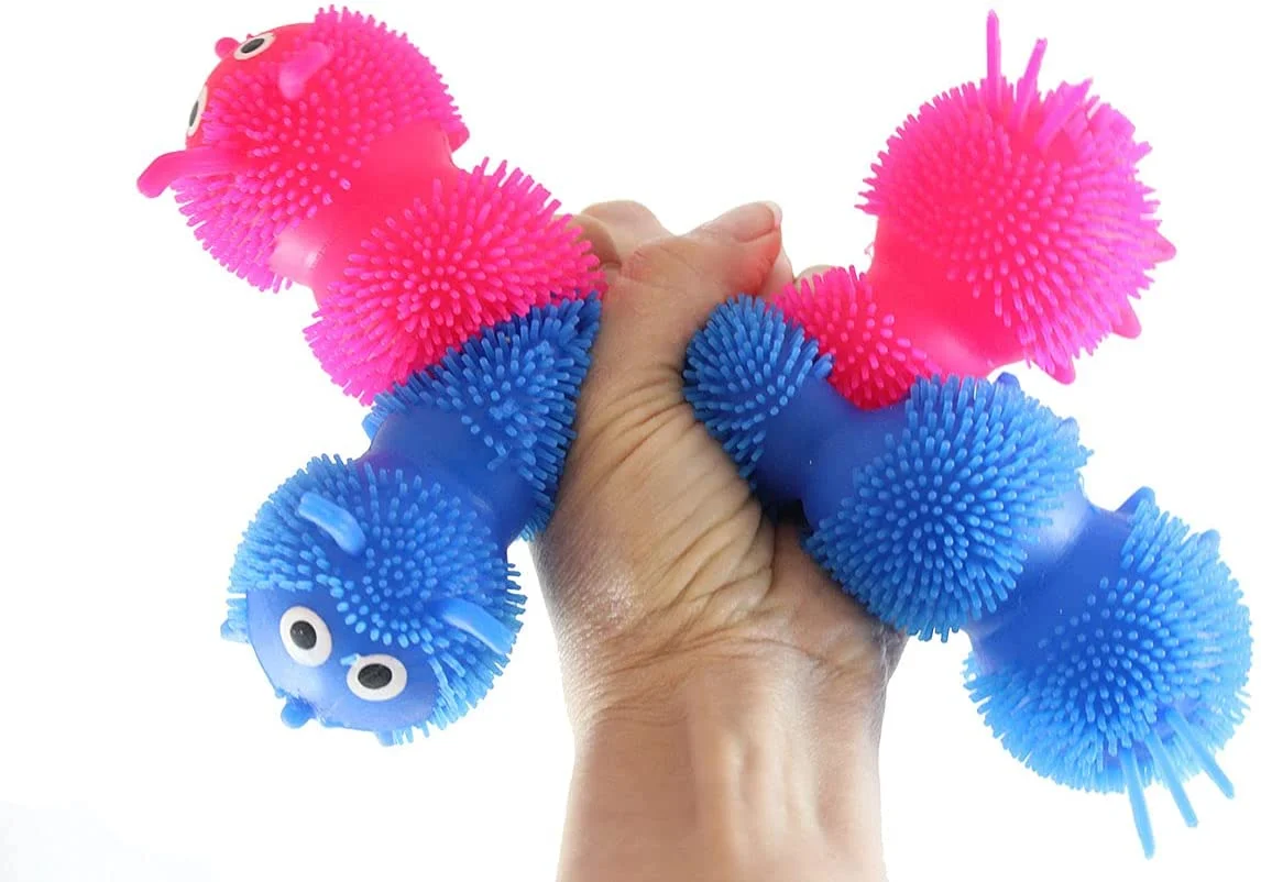 Set of 2 Large Puffer Solid Color Caterpillar 8