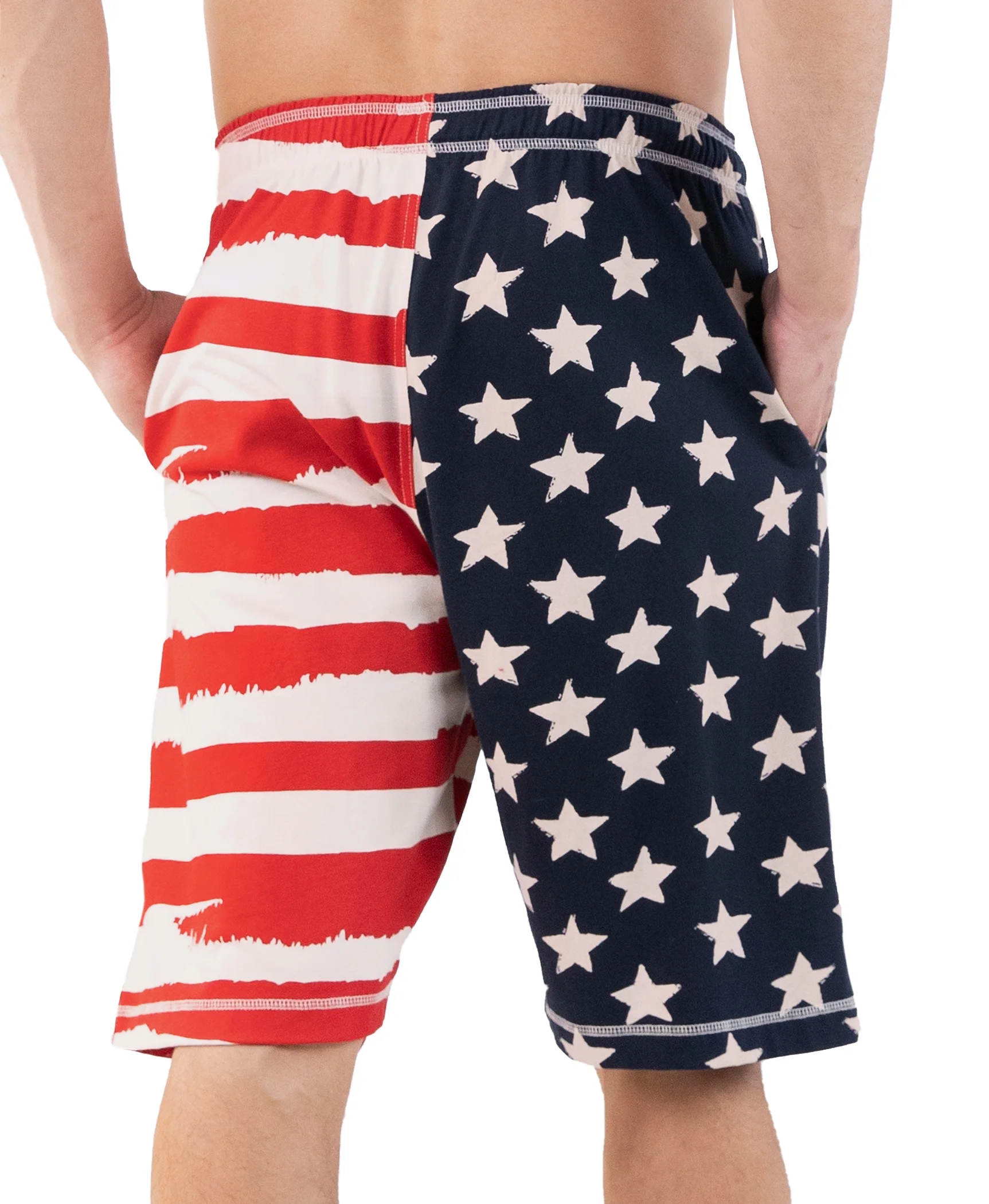 LazyOne Pajama Shorts for Men, Stars & Stripes, Cotton Sleepwear, X-large