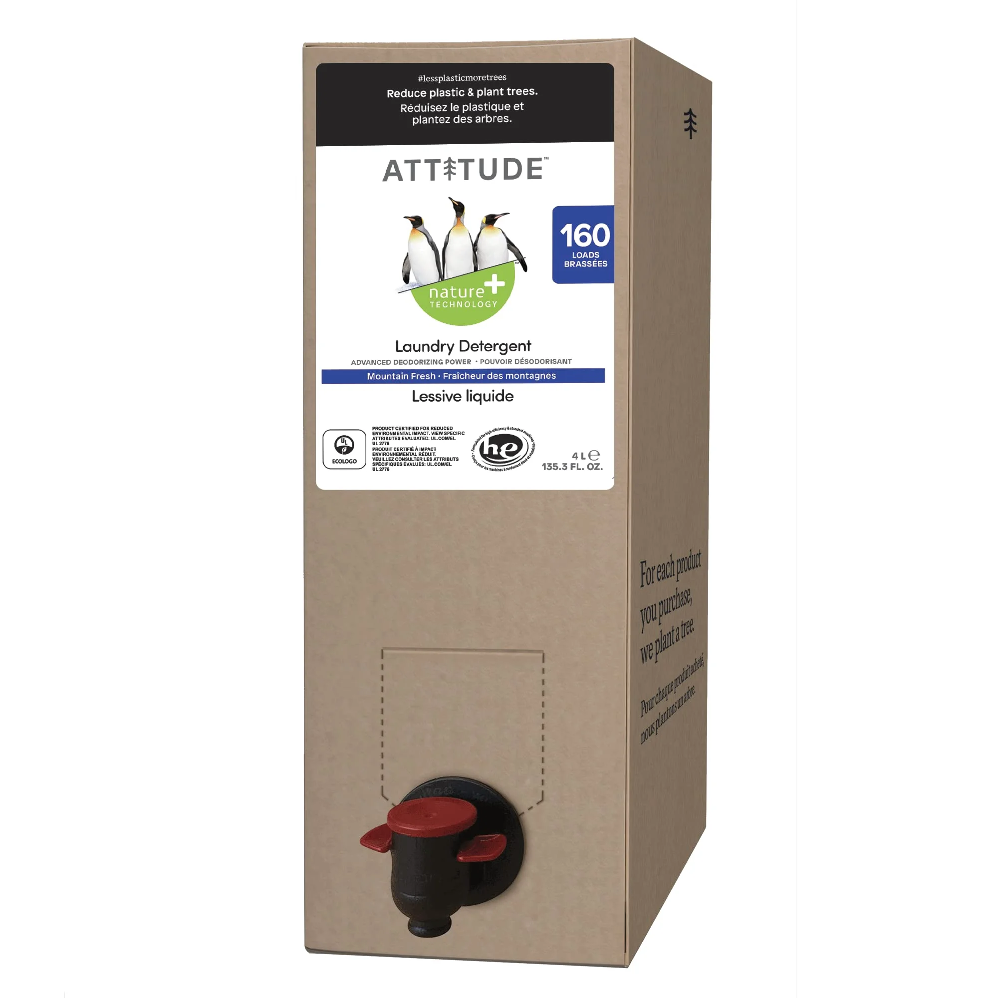 Revitalize Your Laundry Routine with Attitude Laundry Detergent - Eco-Friendly, Vegan, and Cruelty-Free Formula for Sparkling Clean Clothes - Bulk Refill Pack of 2, Mountain Fresh Scent - 160 Loads o