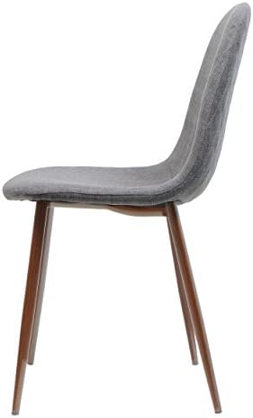 KHBIULIFE Camden Mid Century Light Grey Fabric Dining Chairs with Dark Walnut Wood Finished Legs (Set of 2)